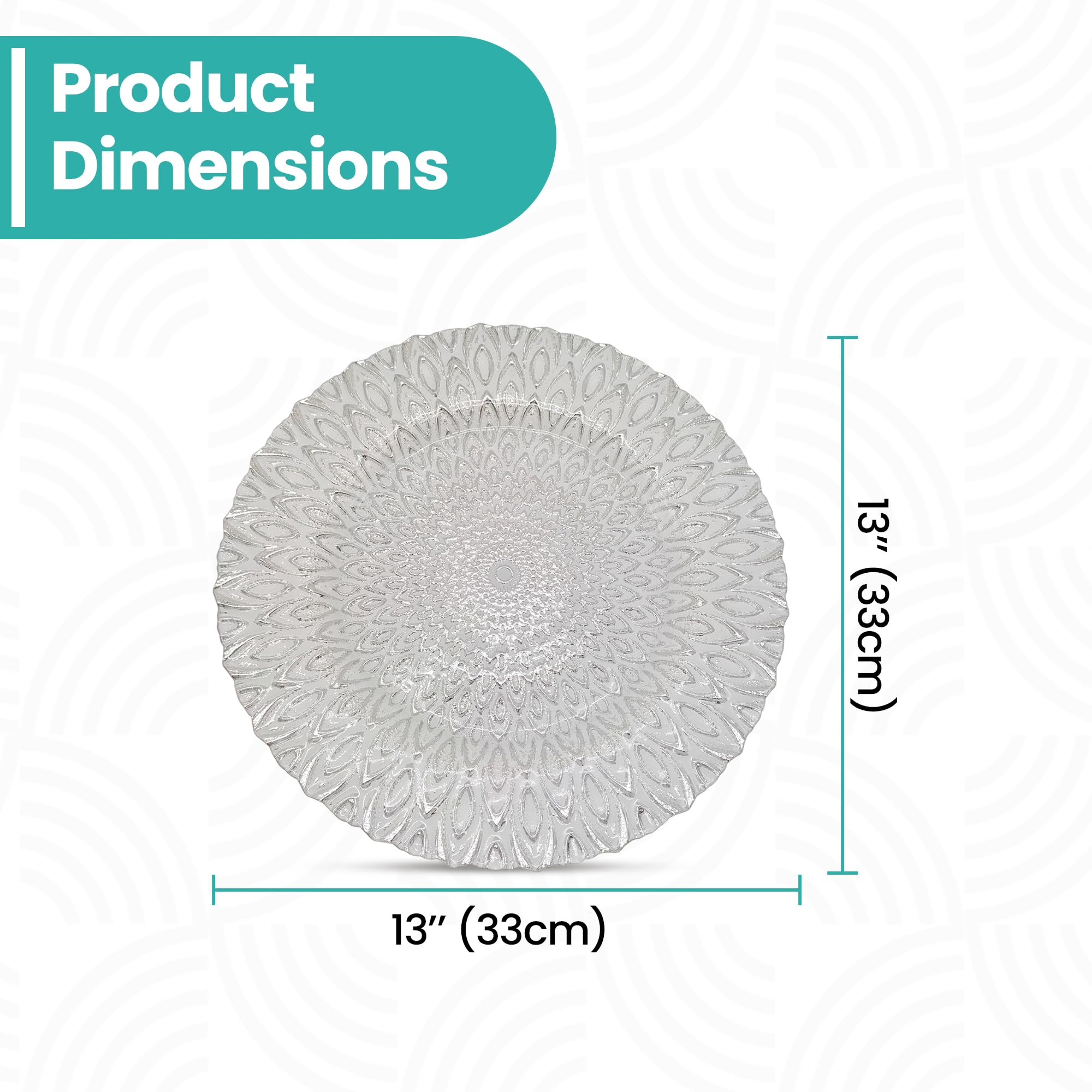 Piatto Decorativo In Vetro Craquelé Argento 33 Cm – Per Matrimoni, Compleanni E Buffet - 2