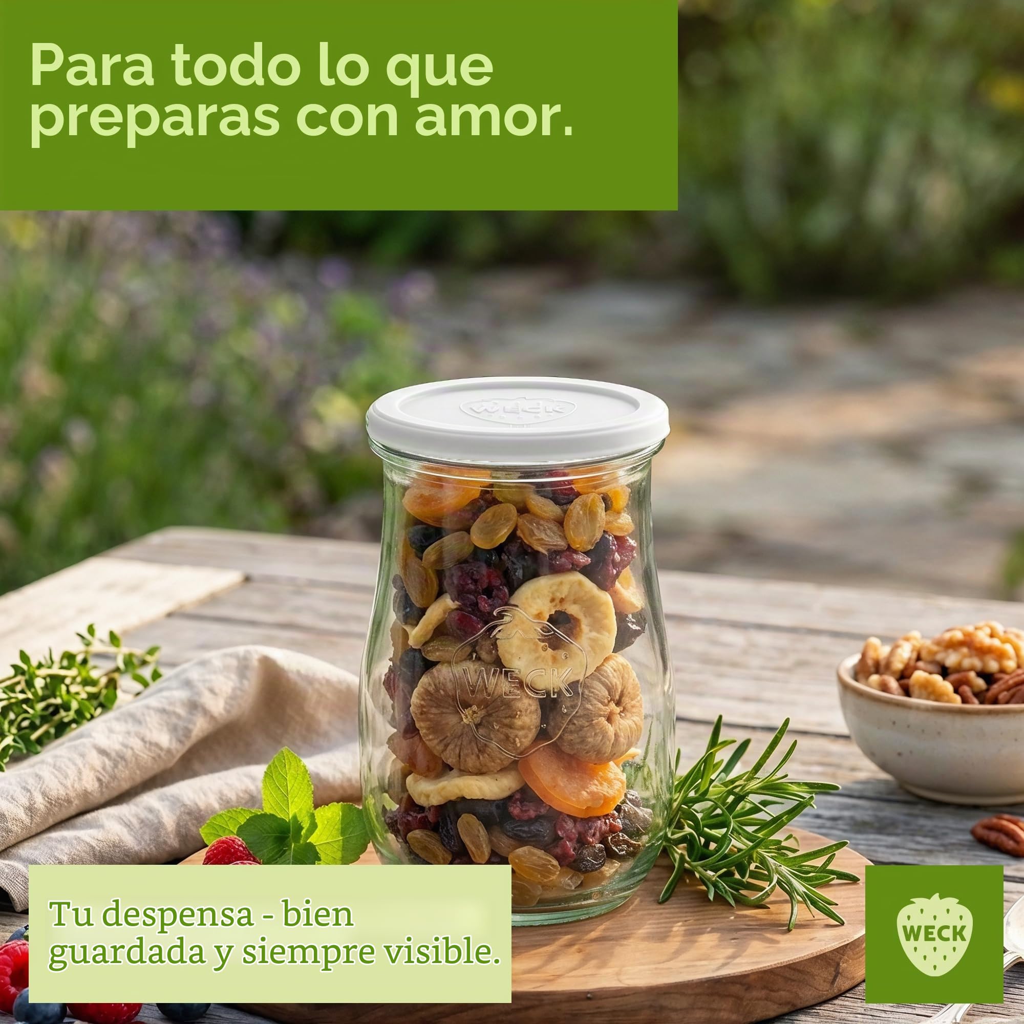 Weck Tarros de tulipán, 2500 ml, 4 unidades, tarro con tapa, para conservación, zumos, almacenamiento hermético de ingredientes secos