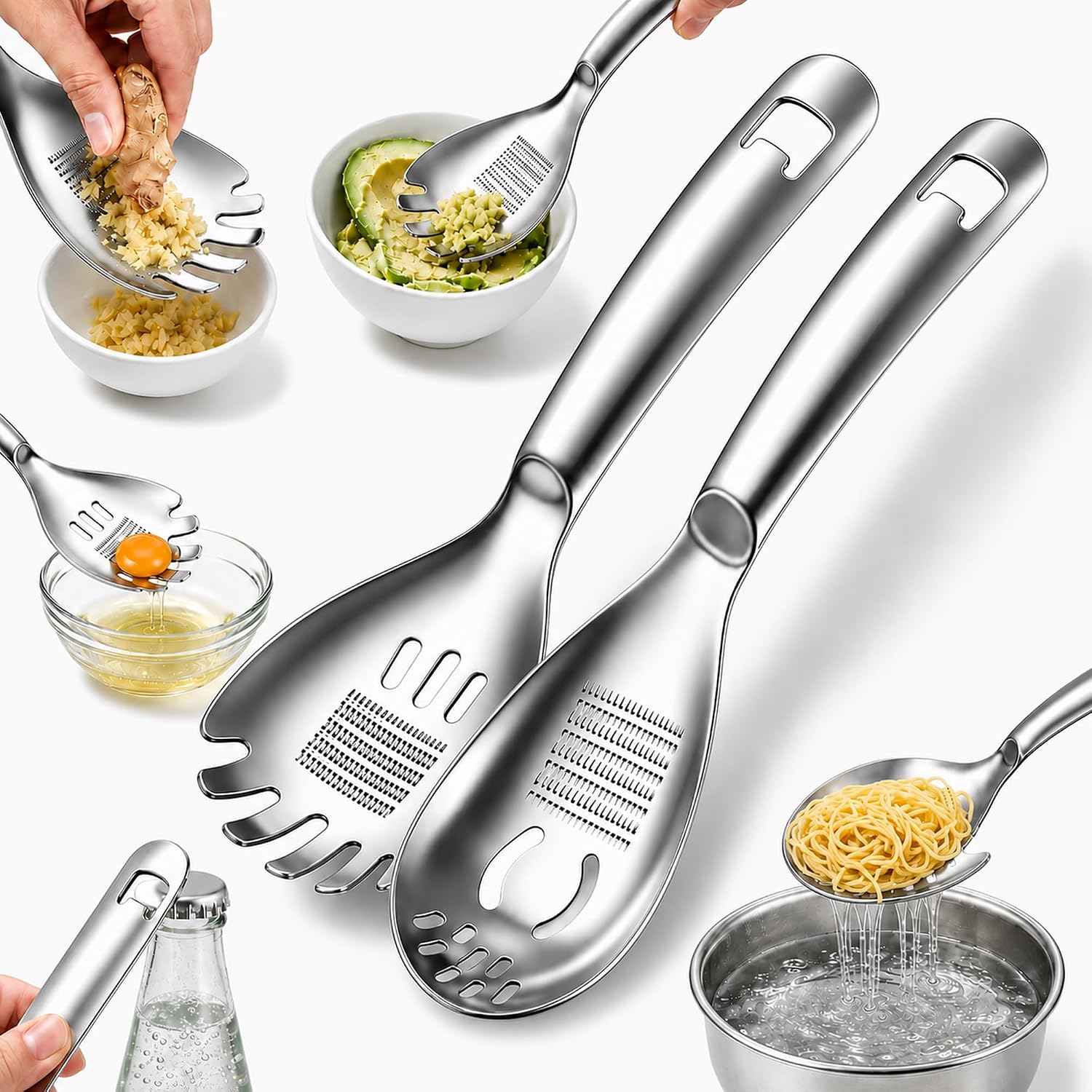 5-in-1 Stainless Steel Cooking Spoon, Multifunction Kitchen Tool