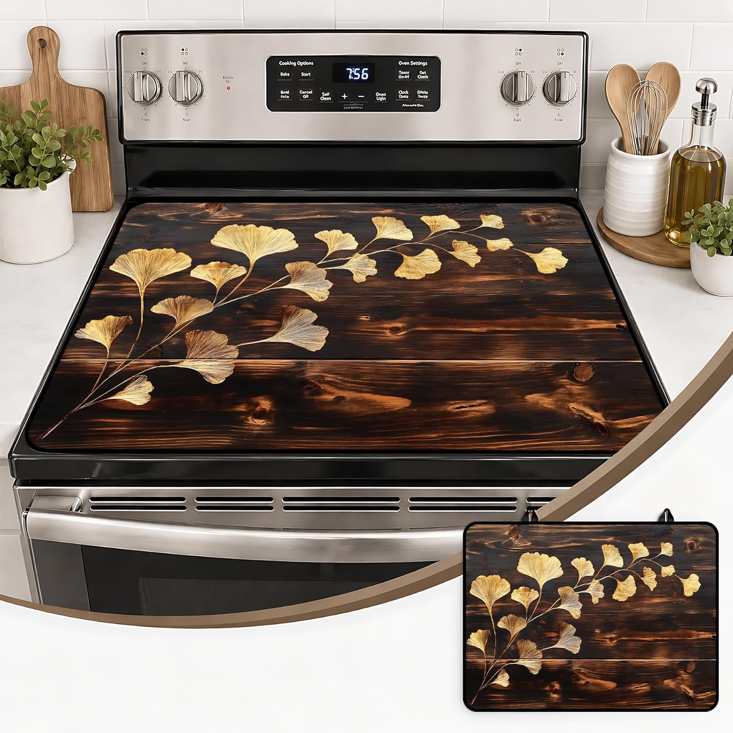Stove Top Cover for Electric Stove 28" x 20", Heat Resistant Cooktop Cover with Anti-Slip Backing, Scratch Resistant Multi-Purpose Stove Cover, Expands Kitchen Countertop Space