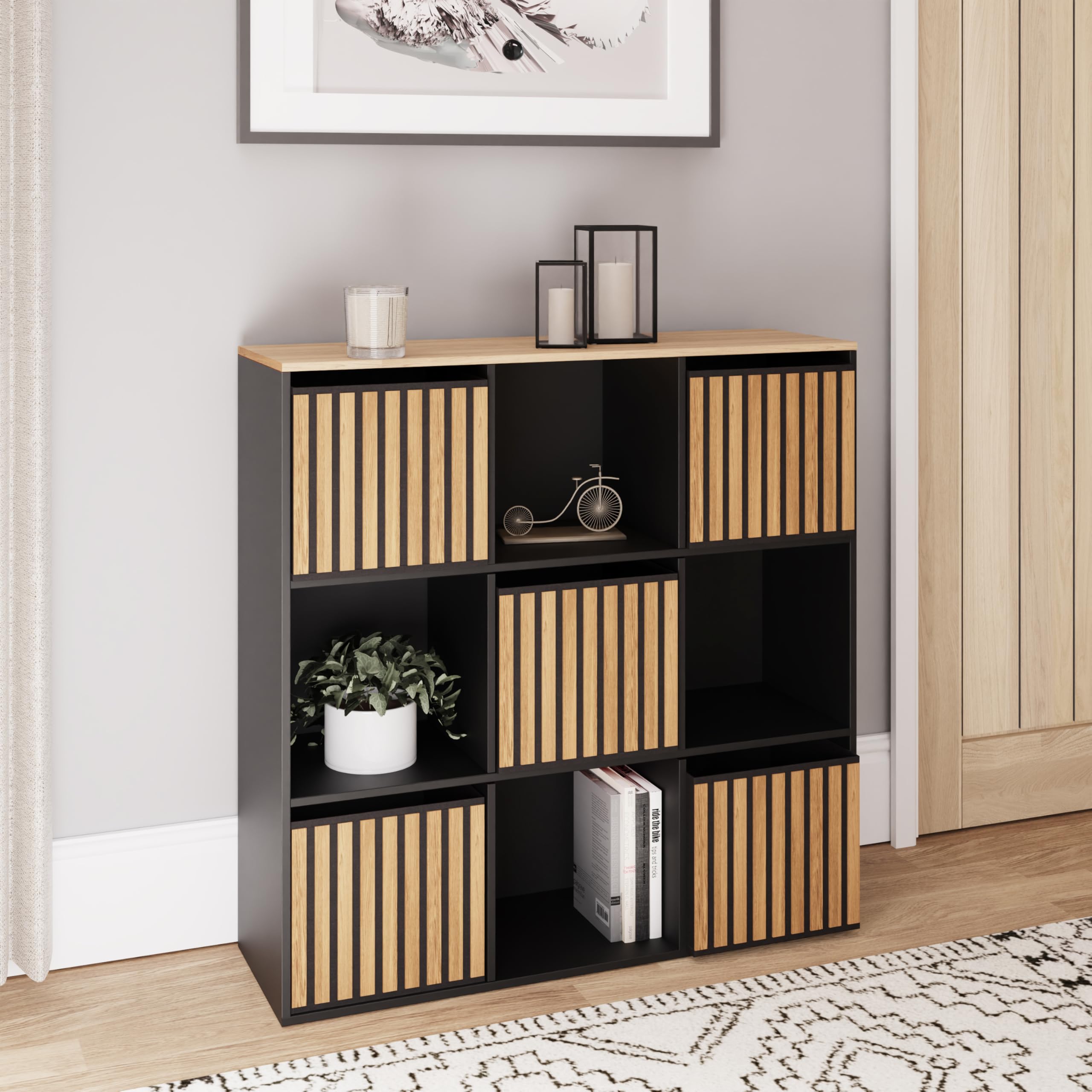 Gfw Kube 3X3 Storage Cube - Black/Oak