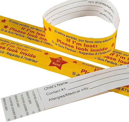 Bandas de viajes identificatorias para niños Kenson, desechables, pulseras de identificación