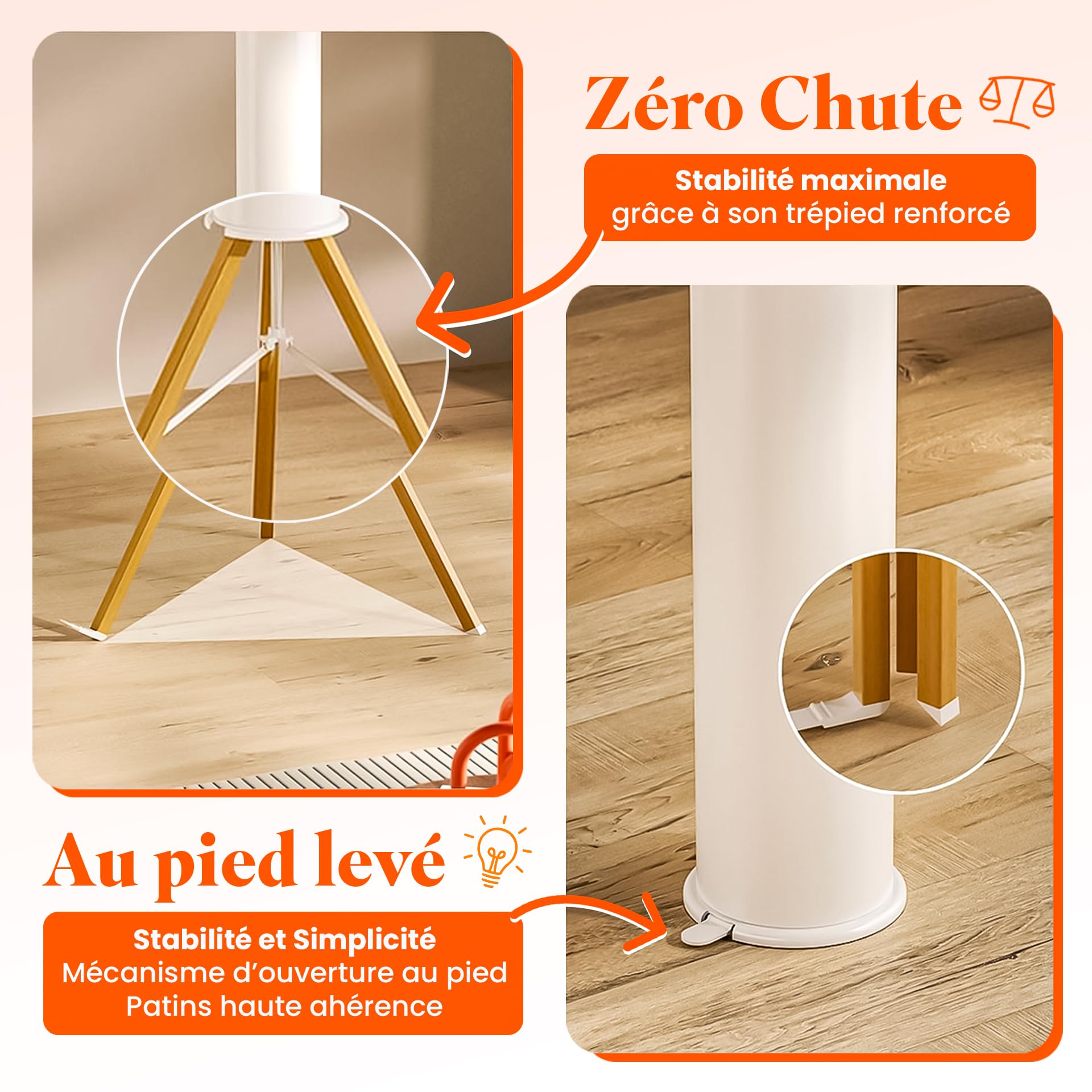 OTTO Séchoir à Linge Pliable Intérieur Extérieur Étendoir Parapluie Design Bois 16 Bras, Trépied Renforcé, Compact & Robuste Ultra Stable, Séchage Grande Capacité, Gain de Place