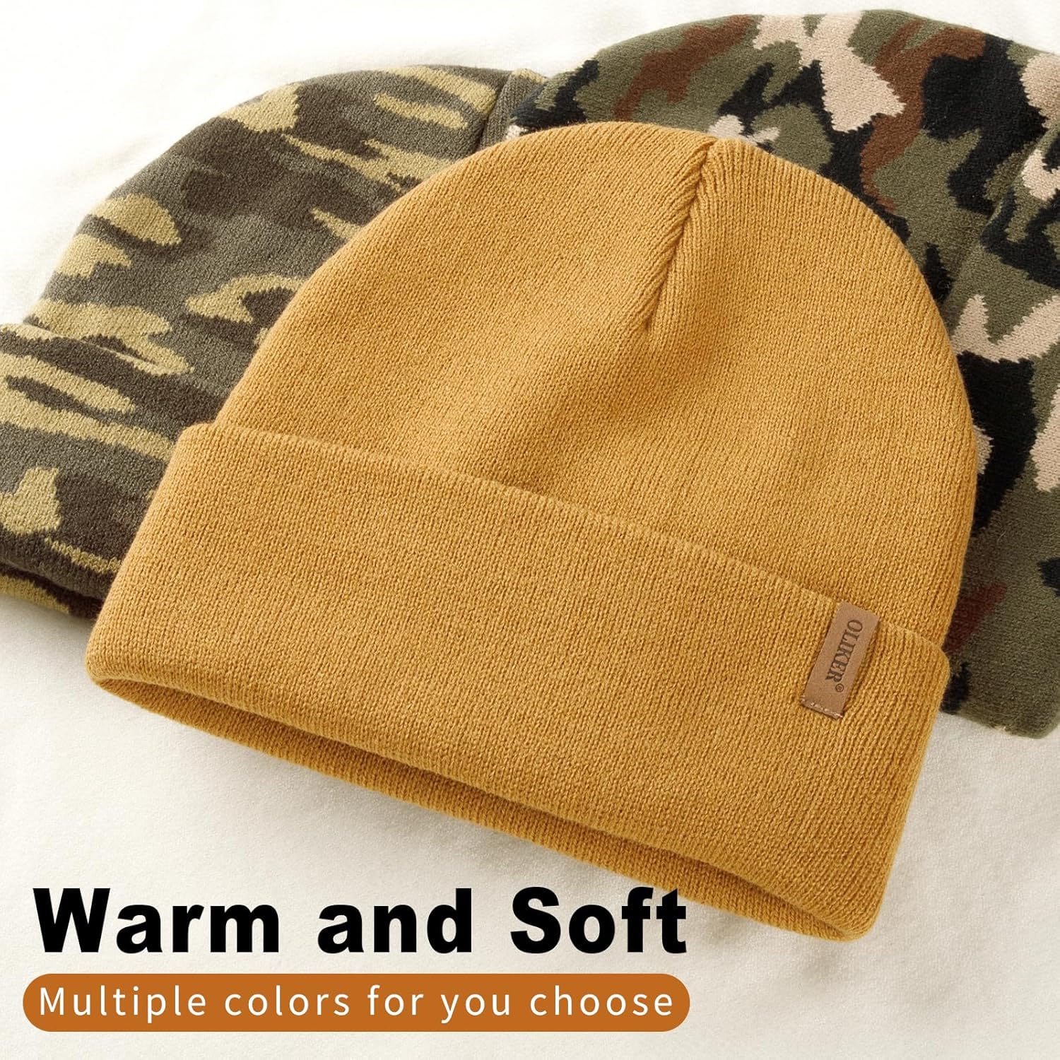 3 Pack Beanie for Men Women, Winter Double Layer Warm Knit Cuffed Hat Stylish Slouchy Skull Cap for Cold Weather - Image 3