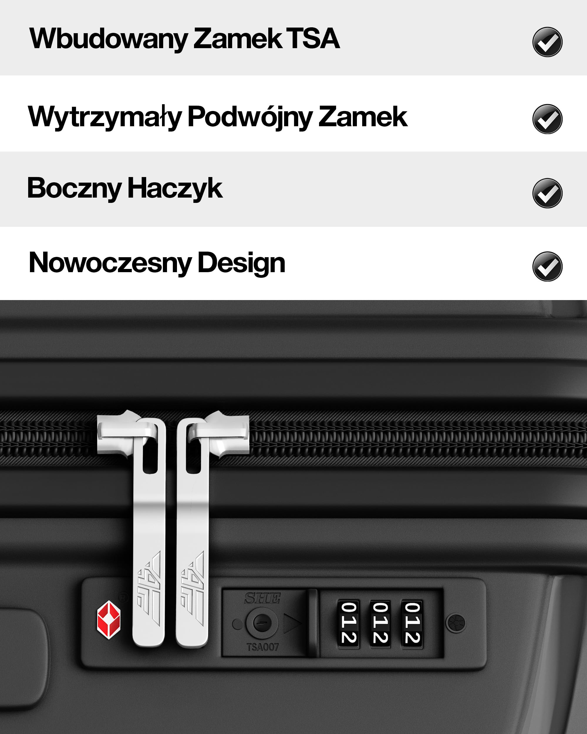 Lekka walizka podróżna z twardą obudową i zestaw walizek – walizka na kółkach z zamkiem TSA, 4 podwójne kółka, aluminiowy uchwyt teleskopowy i podwójny zamek błyskawiczny, Beauty Case, bagaż