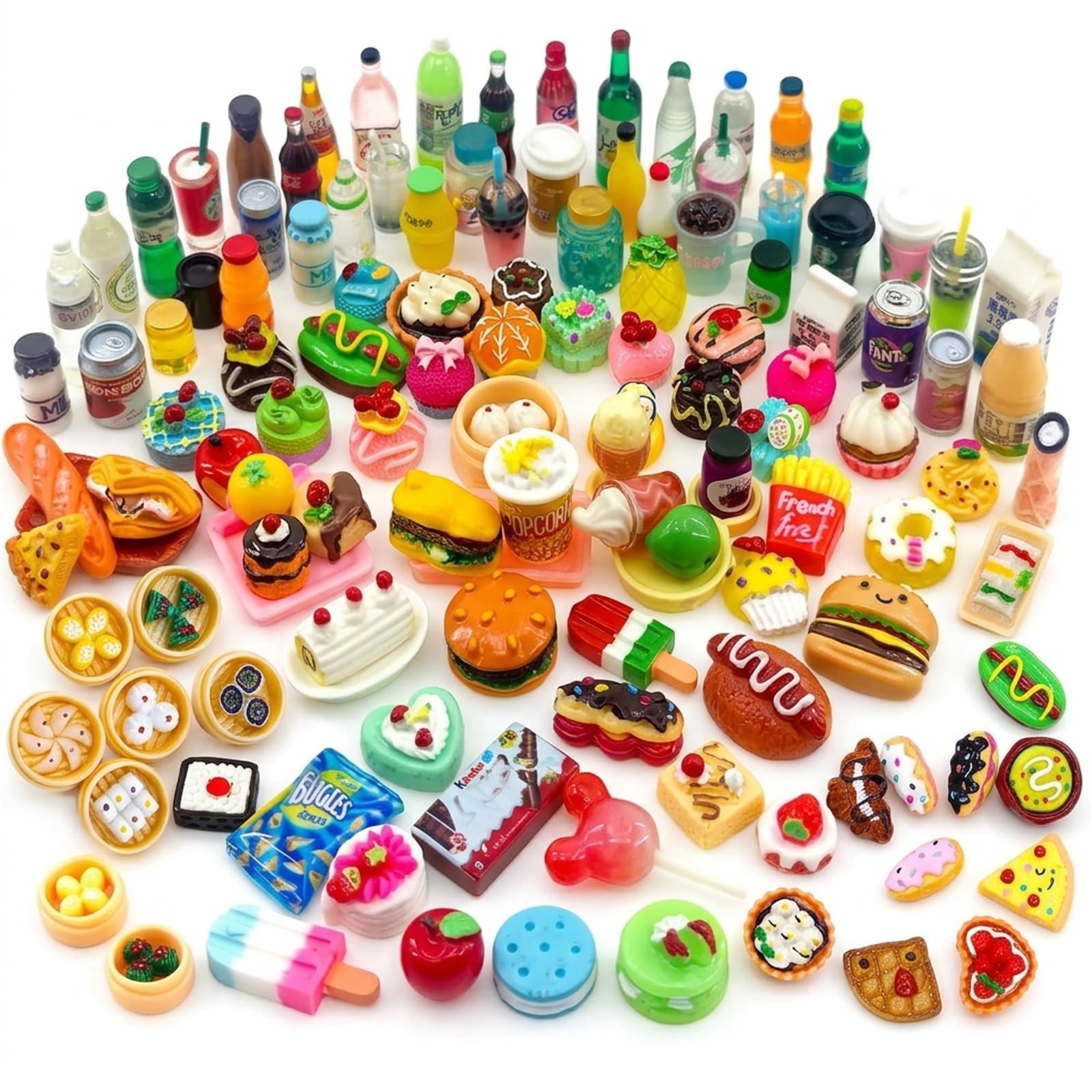 50 Piece Mini Food Collection, Pretend Food Set, Fake Food Decorations, Miniature Display Accessories for Adult Collectors, Desktop Decoration and Stress Relief Items(Random)