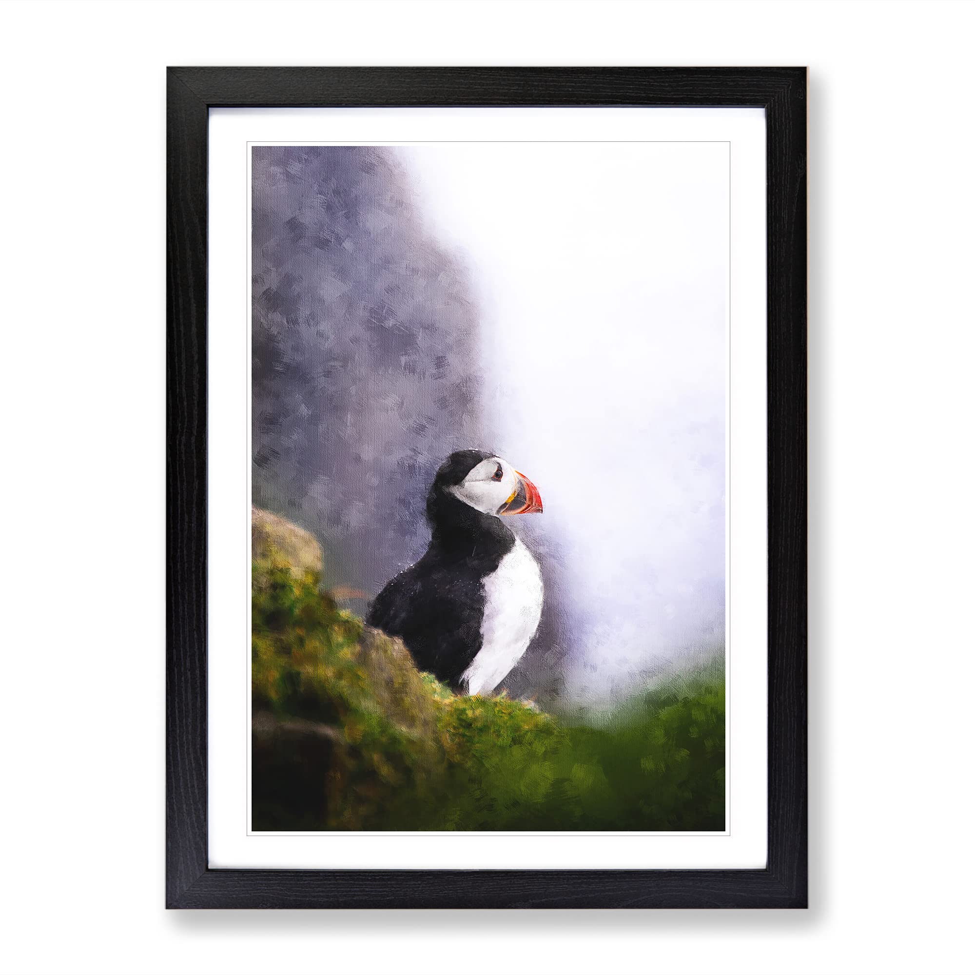 Atlantic Puffin Birds Vol.7 Painting Modern Framed Wall Art Print