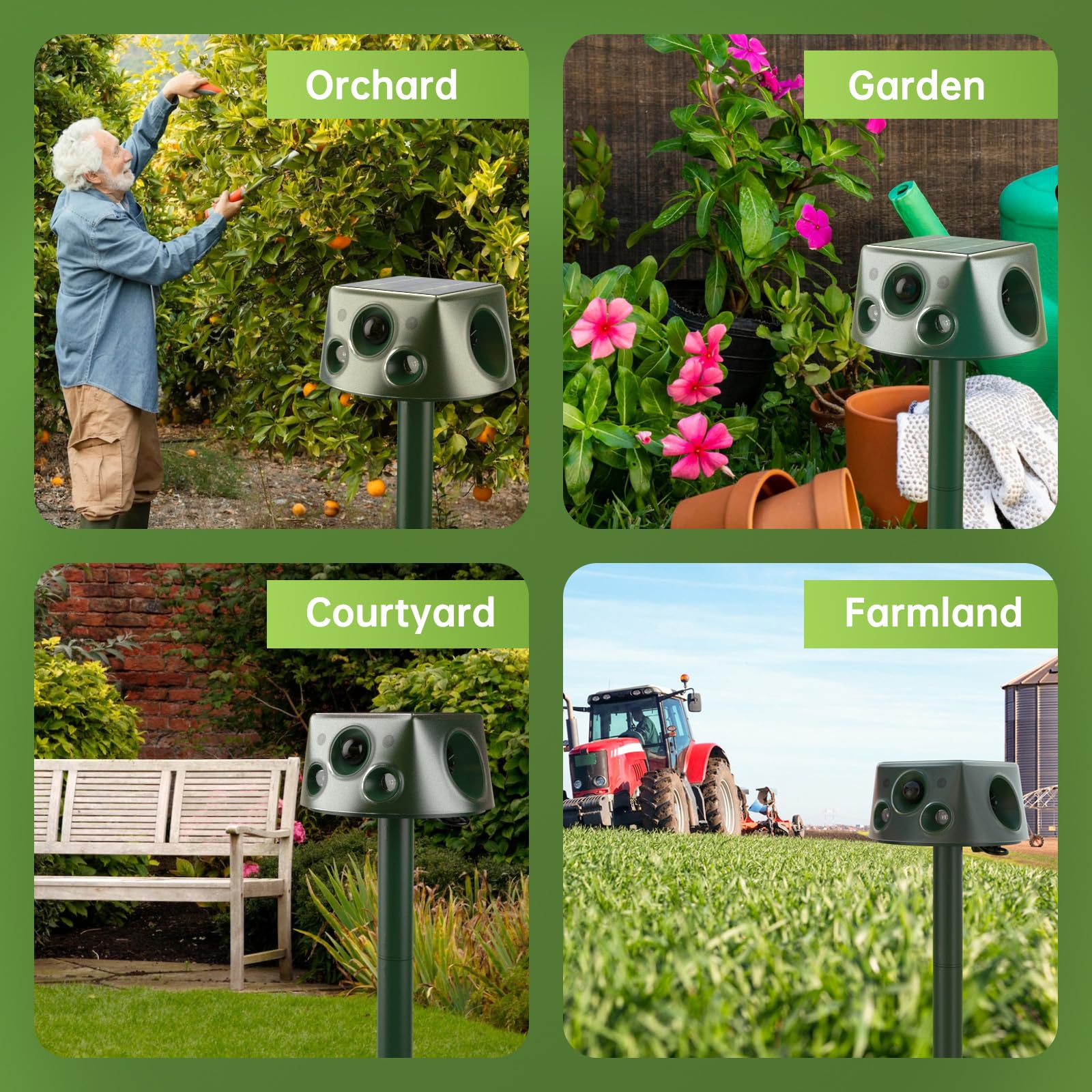 Ultrason Chat Exterieur, Repulsif Chat Ultrason, 5 Modi Einstellbar Marderschreck, Solarladung Ultrason Chat Exterieur, 360° Effektiv für Katzen, Hunde, Vögel, Mäuse