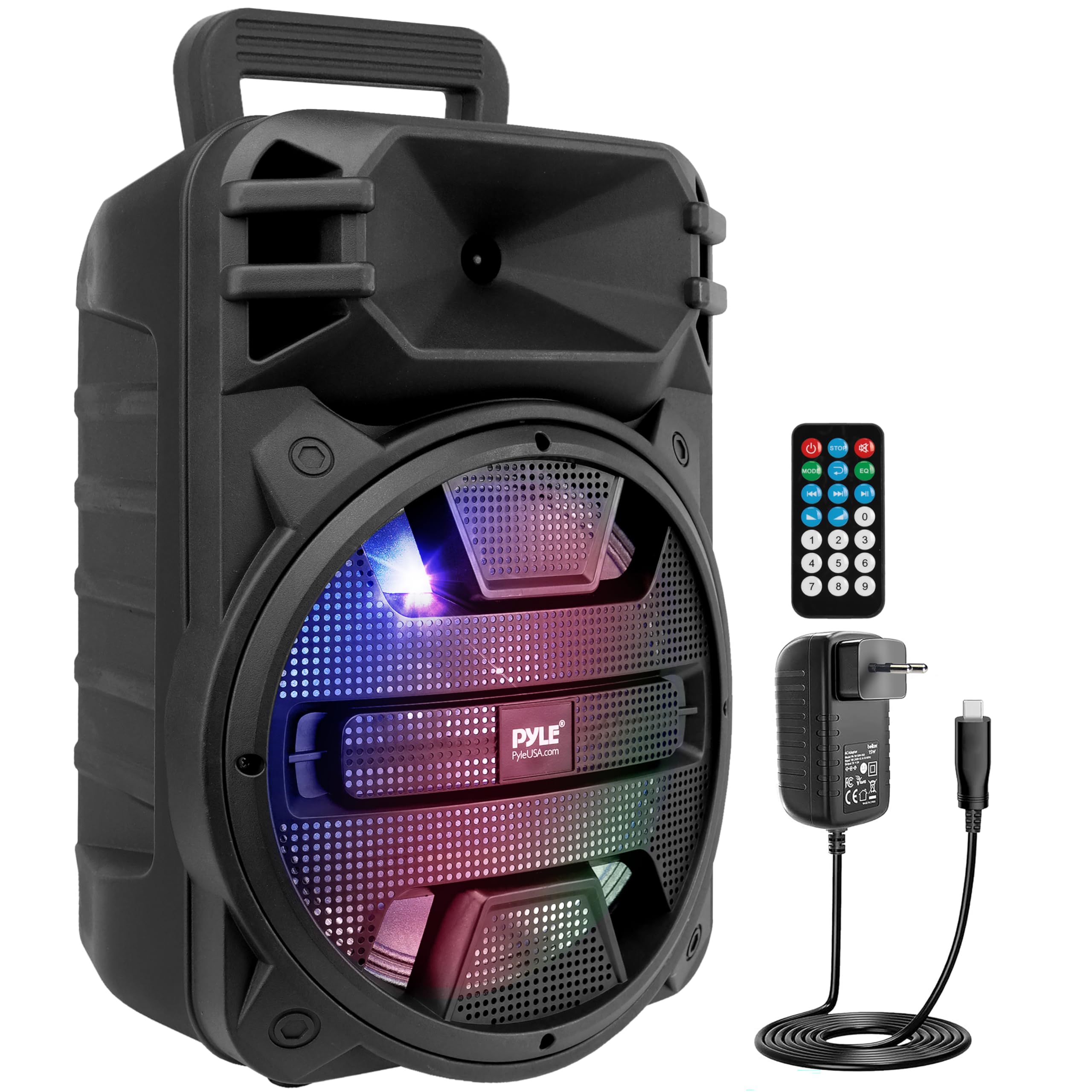 Pyle Portable Bluetooth Speaker 30cm - 800W - Karaoke Speaker with Newest DJ LED Lights, USB/FM/BT/Aux/Remote Control/Microphone Input and Built-in Rechargeable Battery