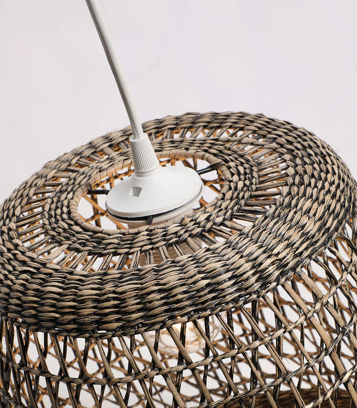 Hanglamp Nara van gevlochten touw - zwart