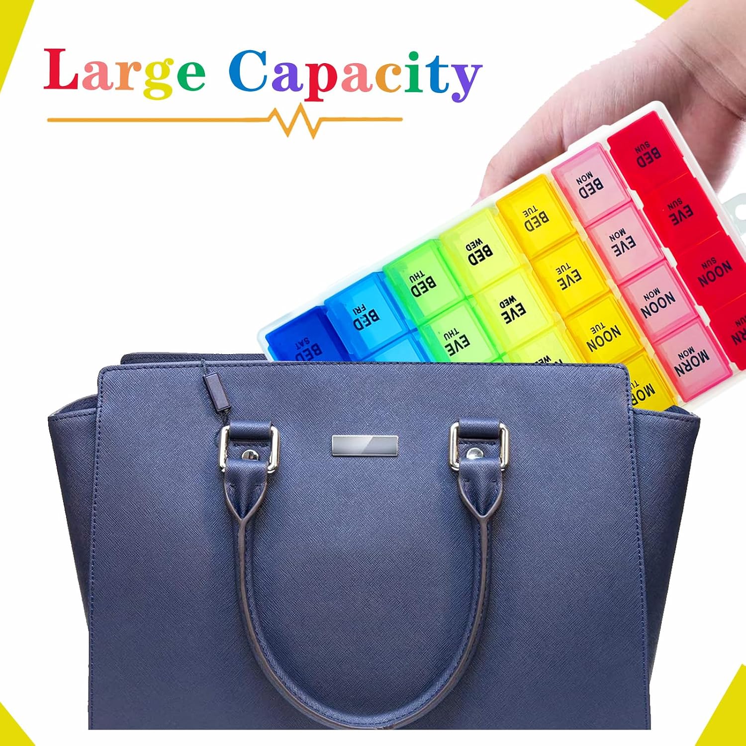 ZVZM Weekly Pill Organizer 4 Times a Day, Medicine Organizer Box, Travel Daily Pill Box Organizer 7 Day, Pill Case, Pill Container Holder for Hold Vitamins/Fish Oils.