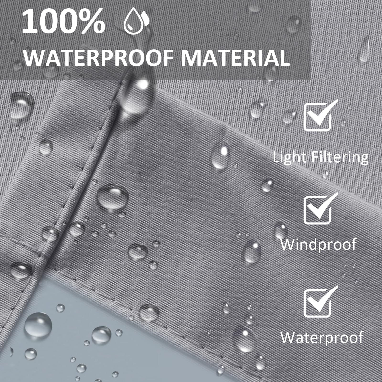 LiveGo Outdoor Curtains in light grey, featuring dual grommets for enhanced stability.