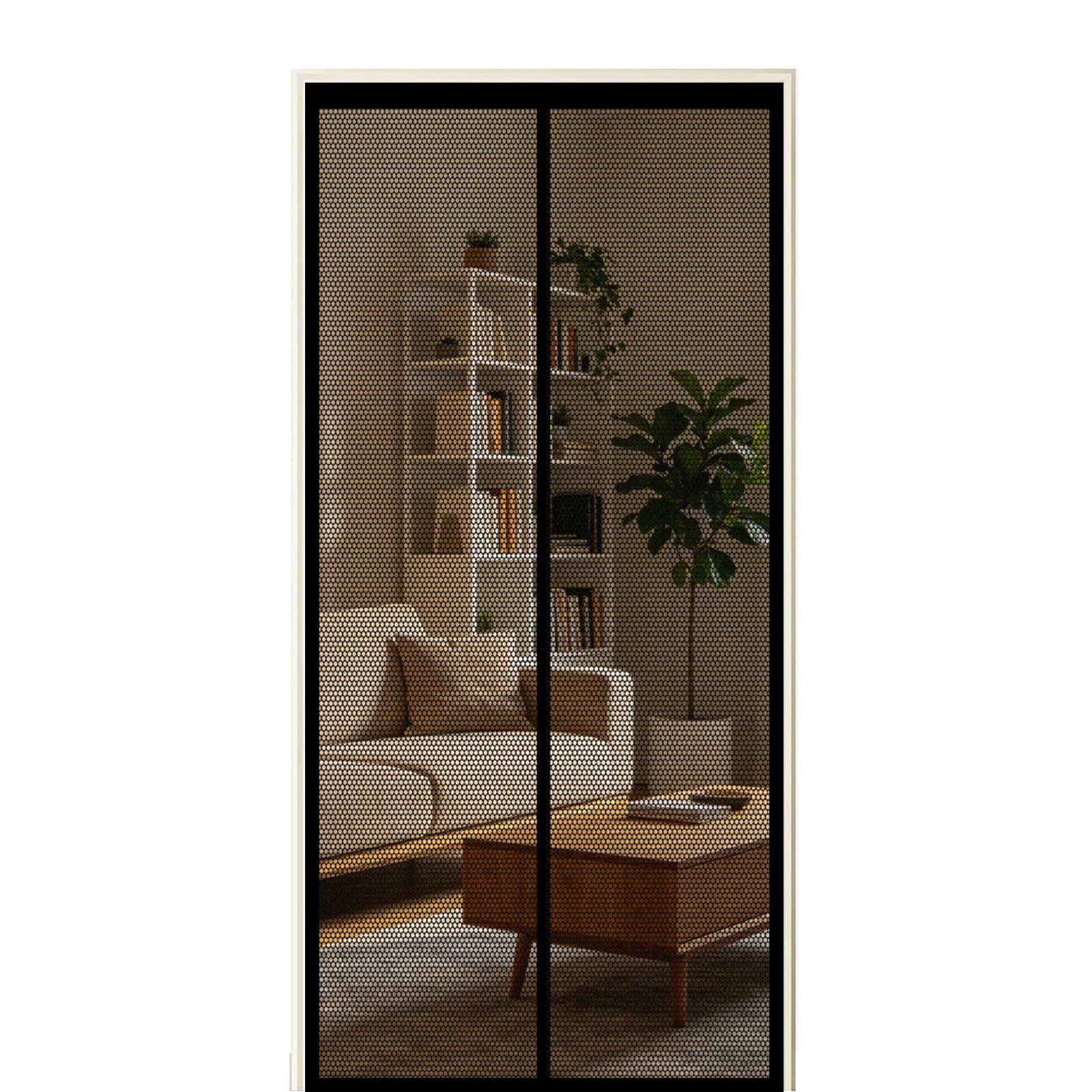 Screen Door 85 x 195 cm Self Sealing Powerful Magnets Magnetic Insect Door Screen with Powerful Magnets & Full Frame Magic Tape Suitable for Patio Doors Balcony Bedroom, Black