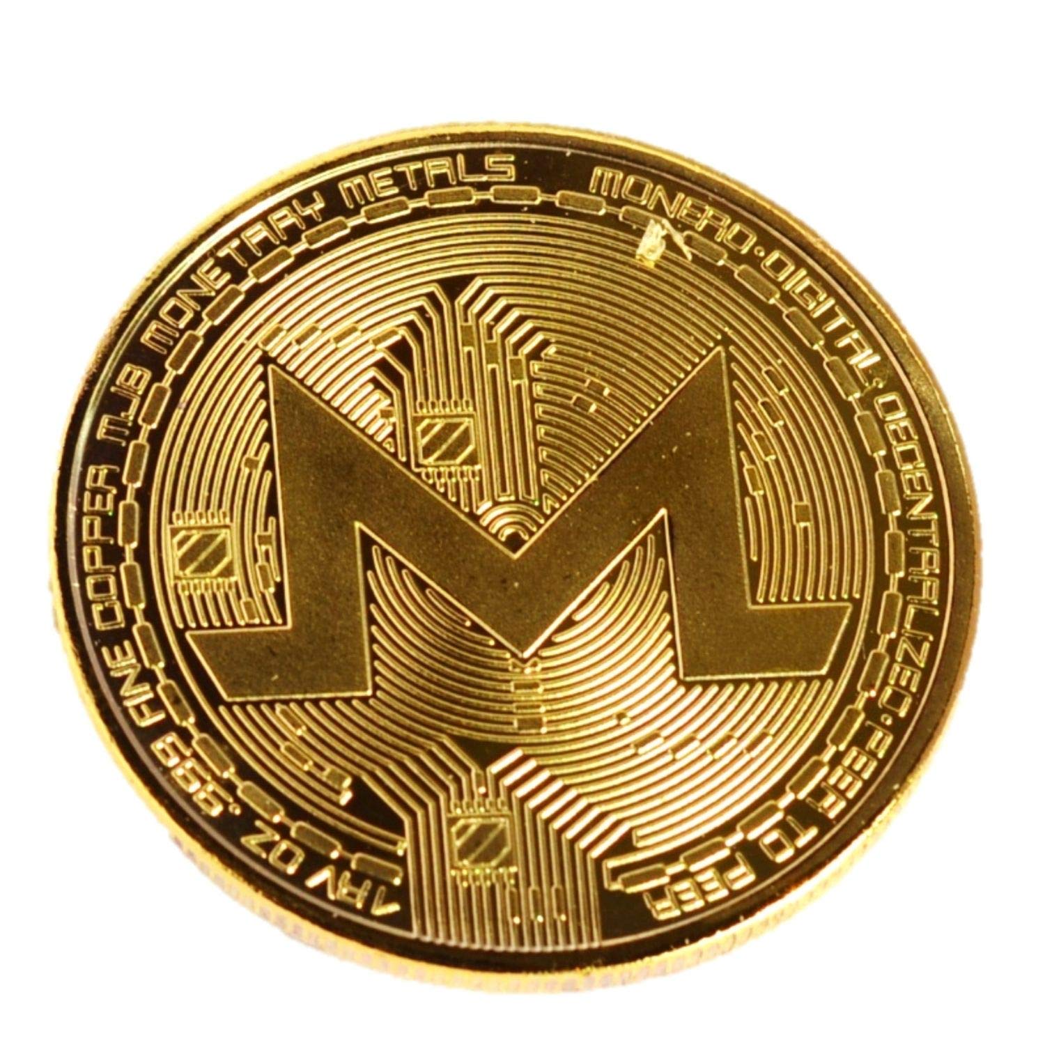 Crypto World Monero Coin Gold Colour Plated Real Metal 40MM Diameter Coin, Bitcoin Art Collection (Gold )
