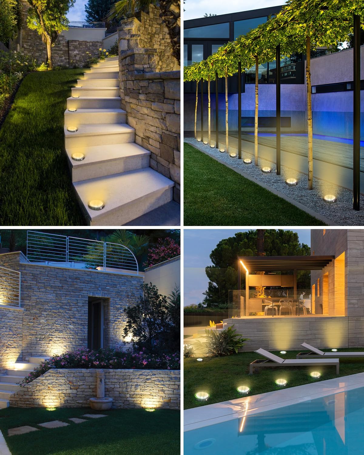 btfarm 10 Pack 8LED Solar Ground Lights