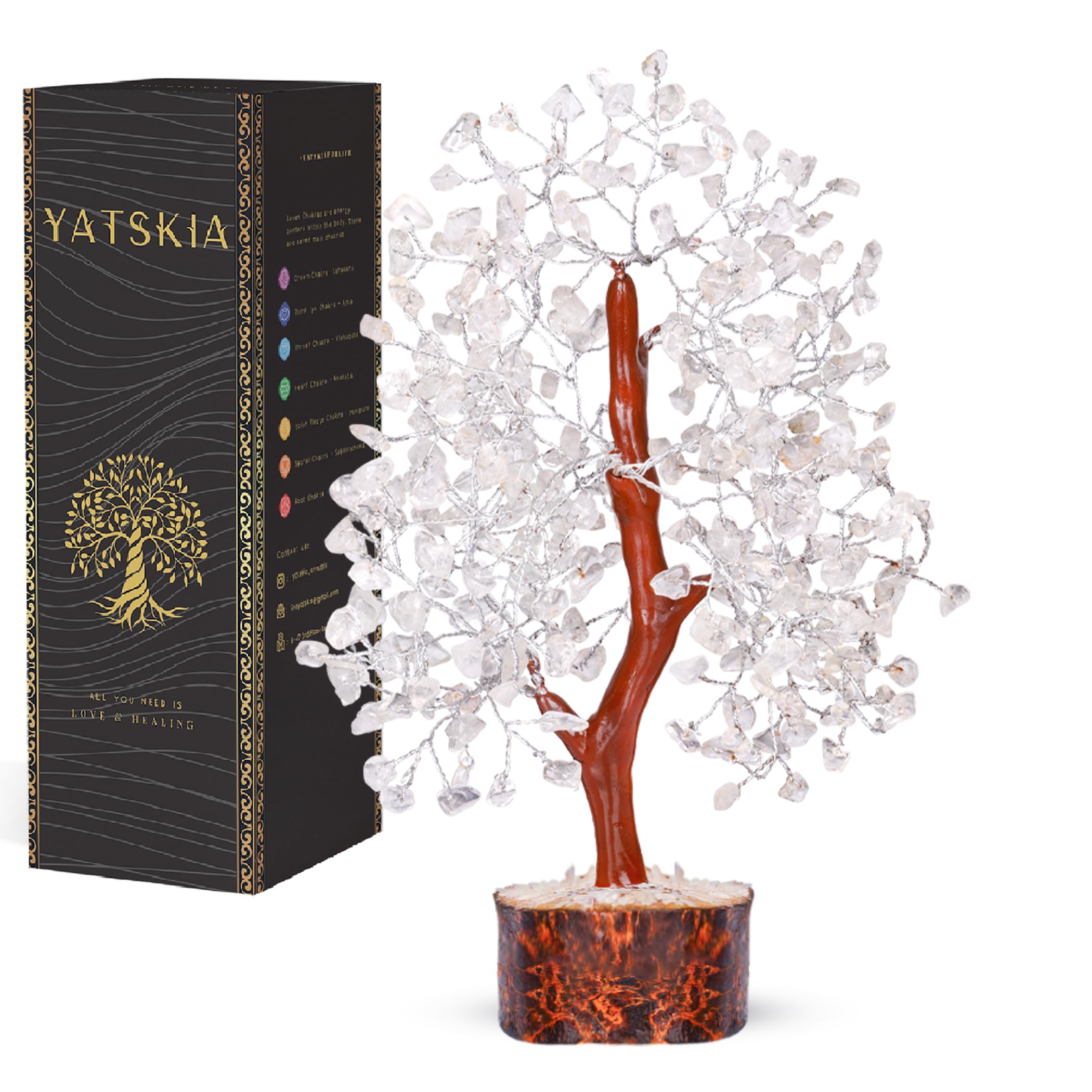 YATSKIA Clear Quartz Crystal - Tree of Life Chakra, Stone Clear, Artificial Trees, Fungshui Decorations, Crystal Money Tree, Crystal Luck