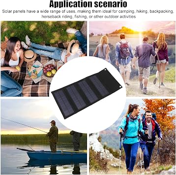 Solar Panel Kit, Portable Solar Panel, 40W Output Efficiency High Conversion Efficiency Foldable Solar Panel Portable Solar Panels for Hiking for Backpacking (Black)