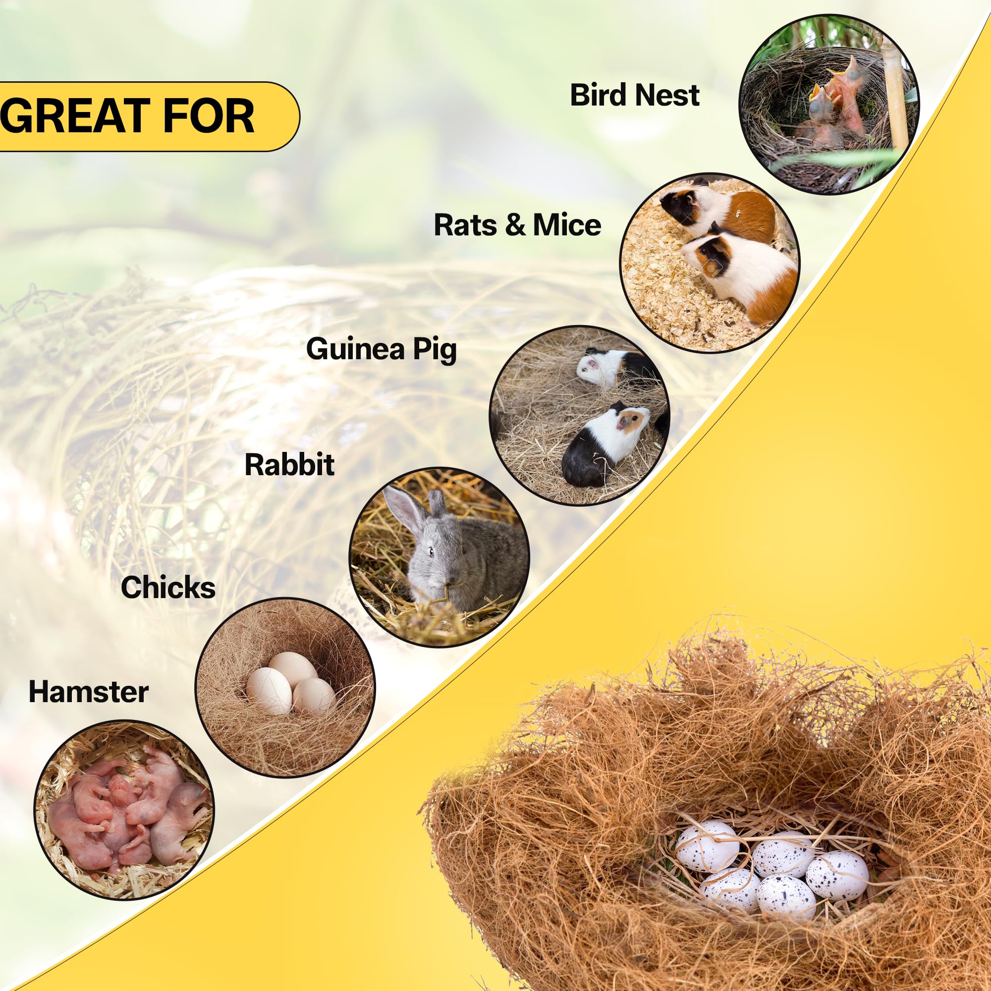 Sparrow Daughter Natural Coco Fiber Nesting Materials for Making 4 nests, for All Small Birds and Animals, Laying Eggs Breeding as Natural Bed, (200 Grams) 1