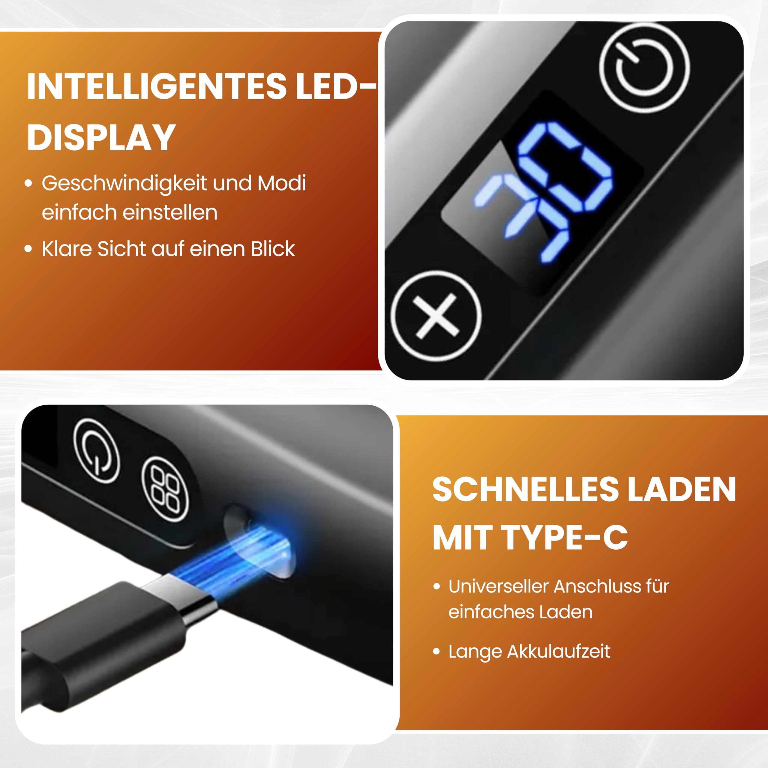 BeFit24 Massagepistole mit Wärmefunktion & 16 Massageköpfen, Tiefengewebe Massagegerät gegen Muskelverspannungen und Schmerzen, Muskelregeneration für Rücken, Nacken, Schultern & Beine, Kabellos USB-C