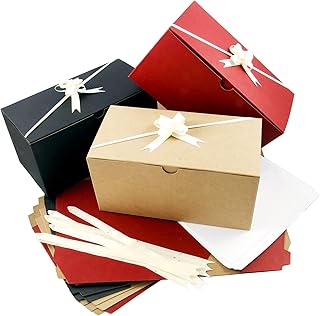 Colored Gift Boxes 9 x 4.5 x 4.5 inch Set of 10 Including Pull Bows and Tissue Paper. Perfect to Wrap Presents. Ideal for ...