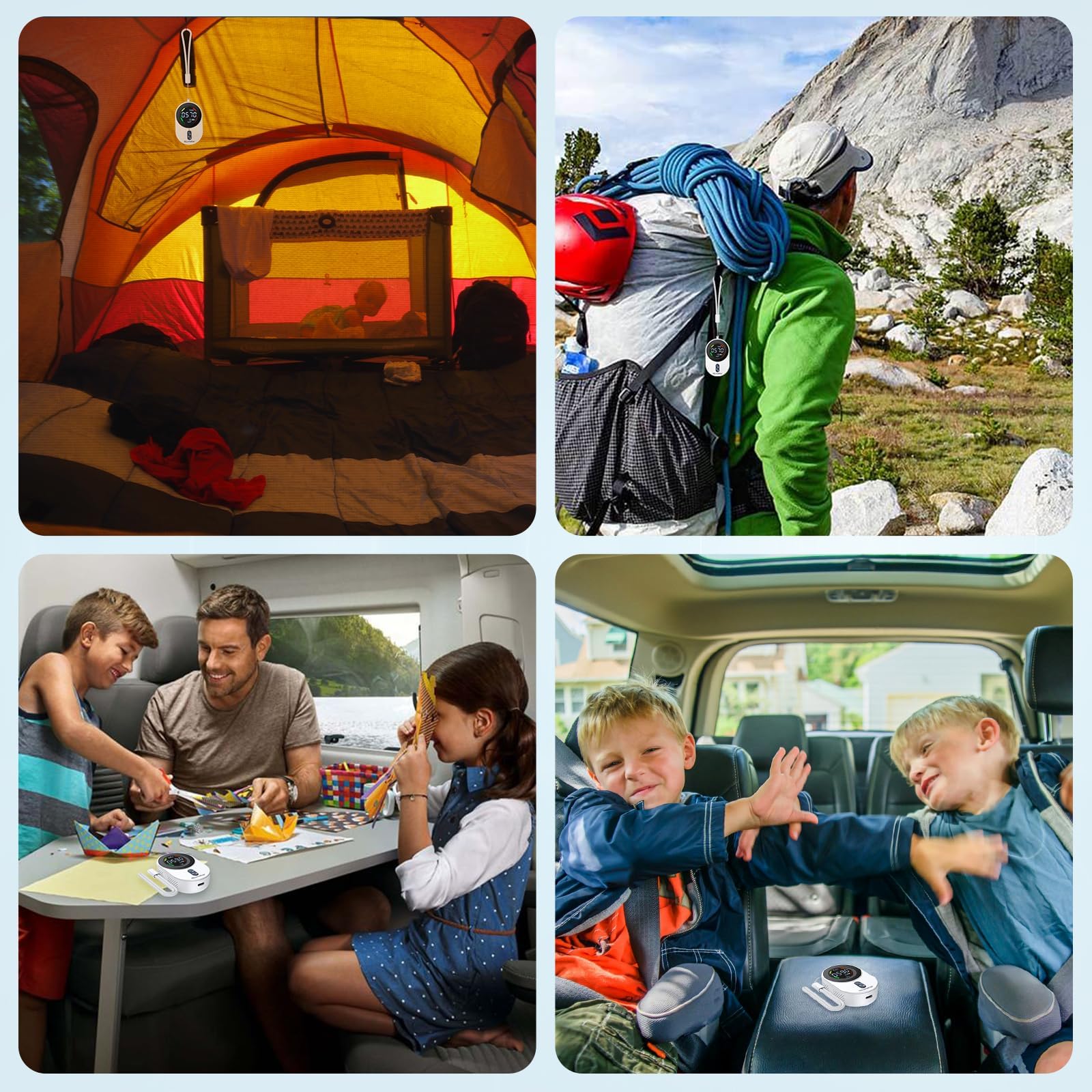 Détecteur de CO2 Mesureur de qualité de l'air 2 en 1 Blanc Rechargeable Mesureur de CO2 avec LCD pour la Maison Bureau Voyage Camping