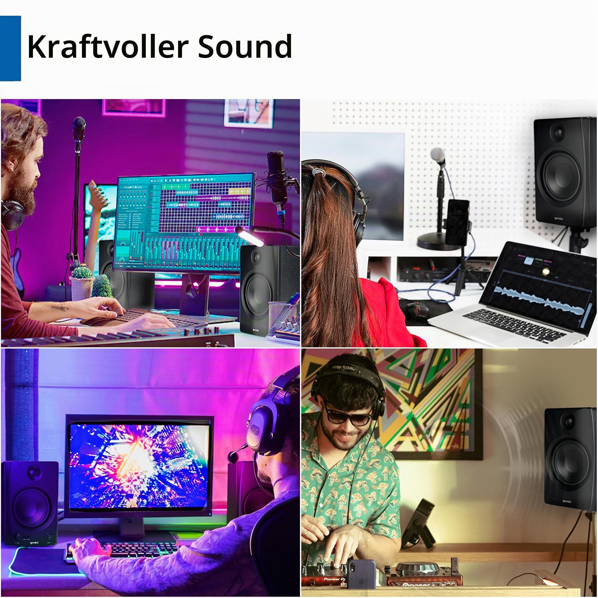 Gemini Sound SMX-5BT – 5”-Studio-Monitor mit Bluetooth – 200W Spitzenleistung, TRS/RCA/AUX-Eingänge, Akustik-Tuning, Aktiv/Passiv-Paar für Heimstudios, DJs und Musikproduktionen