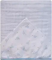 Toalha de Banho Bebê Soft com Capuz Central Estampado 80x80cm Algodão 100% Qualidade Premium Conforto e Maciez para Recém-Nascido (Azul)
