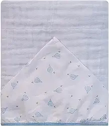 Toalha de Banho Bebê Soft com Capuz Central Estampado 80x80cm Algodão 100% Qualidade Premium Conforto e Maciez para Recém-Nascido (Azul)