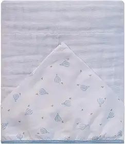 Toalha de Banho Bebê Soft com Capuz Central Estampado 80x80cm Algodão 100% Qualidade Premium Conforto e Maciez para Recém-Nascido (Azul)