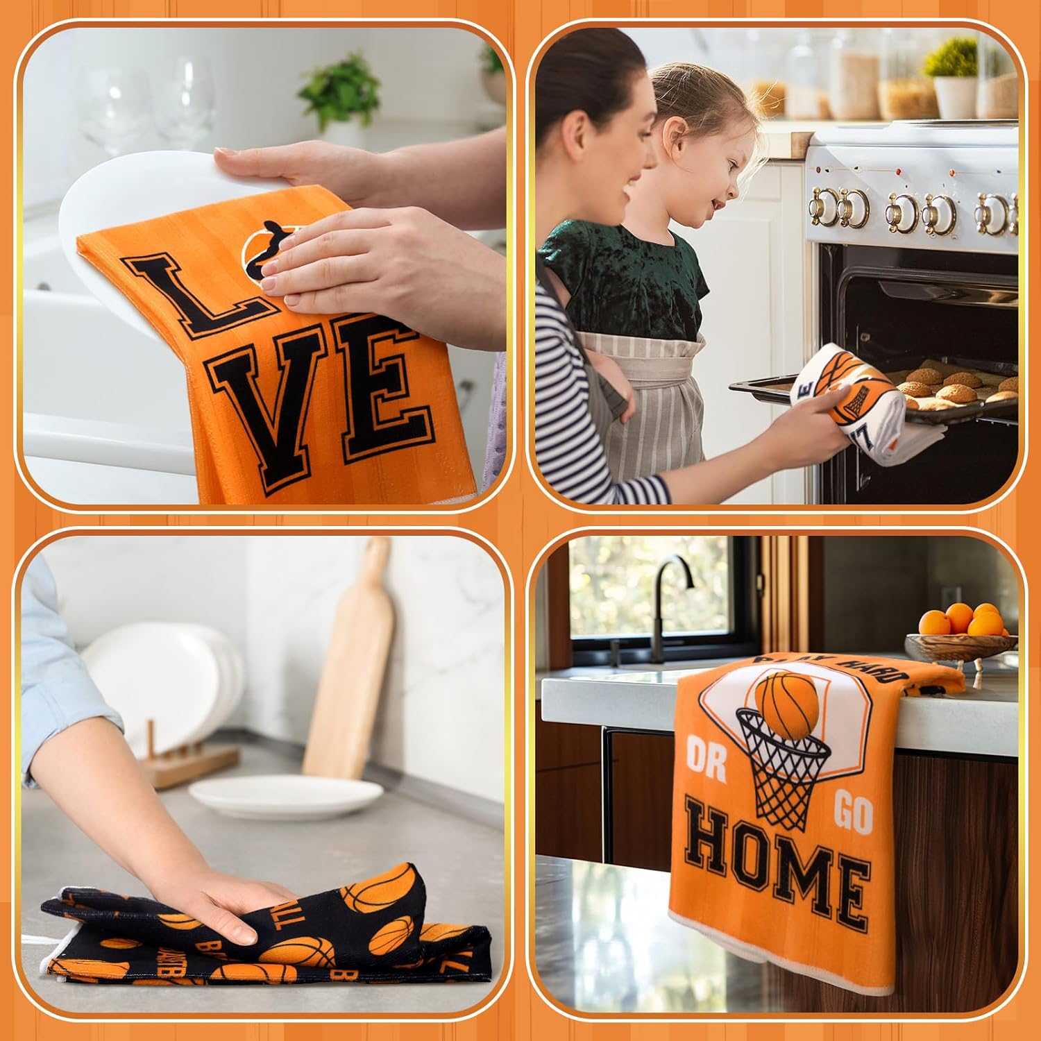 Bencailor 6 Pcs Basketball Hand Towels Basketball Absorbent Bath Hand Towels for Bathroom Home Hotel Gym Yoga Gifts for Sports Lovers - Image 6