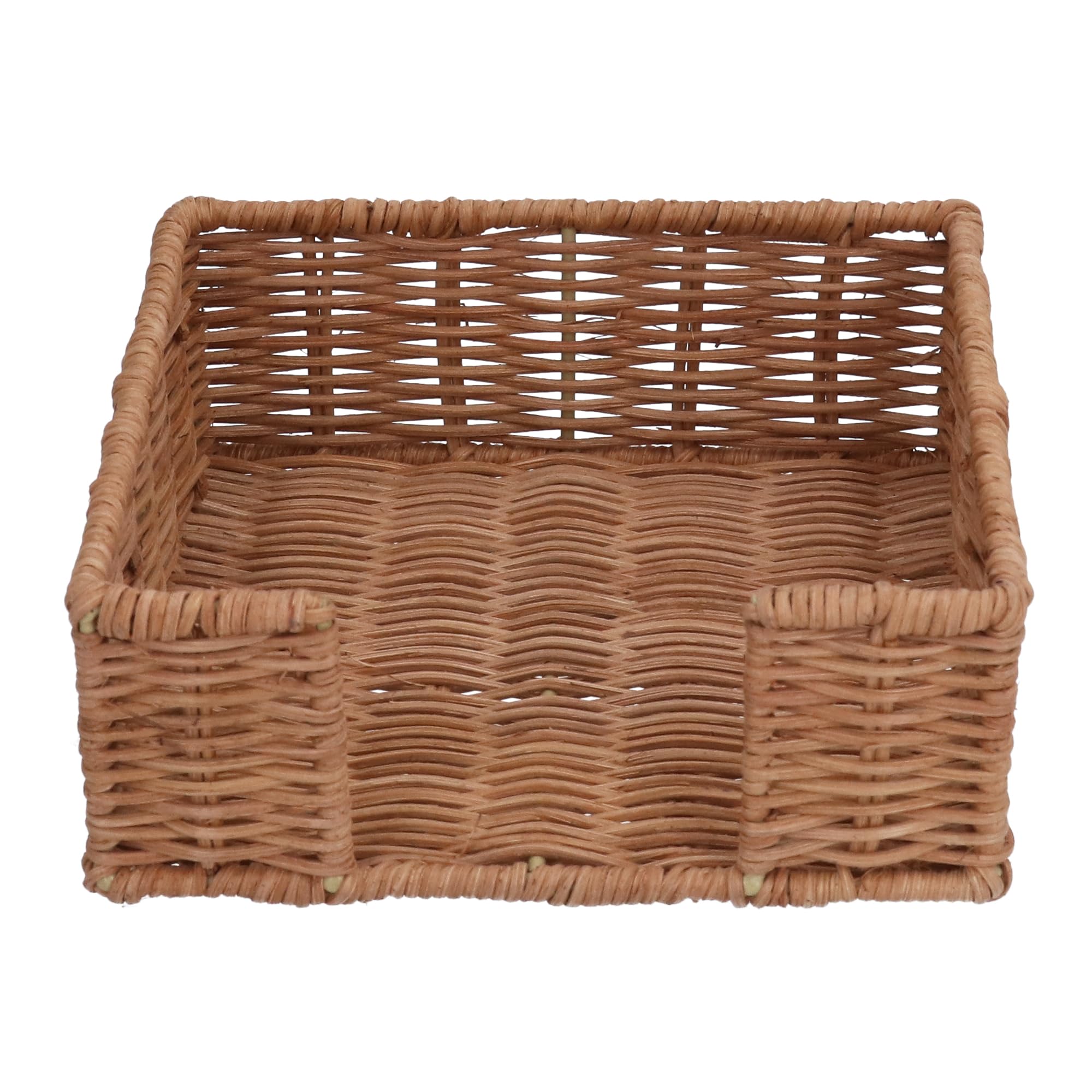 Gisela Graham Square Rattan Napkin Holder, Natural Brown, 18cm