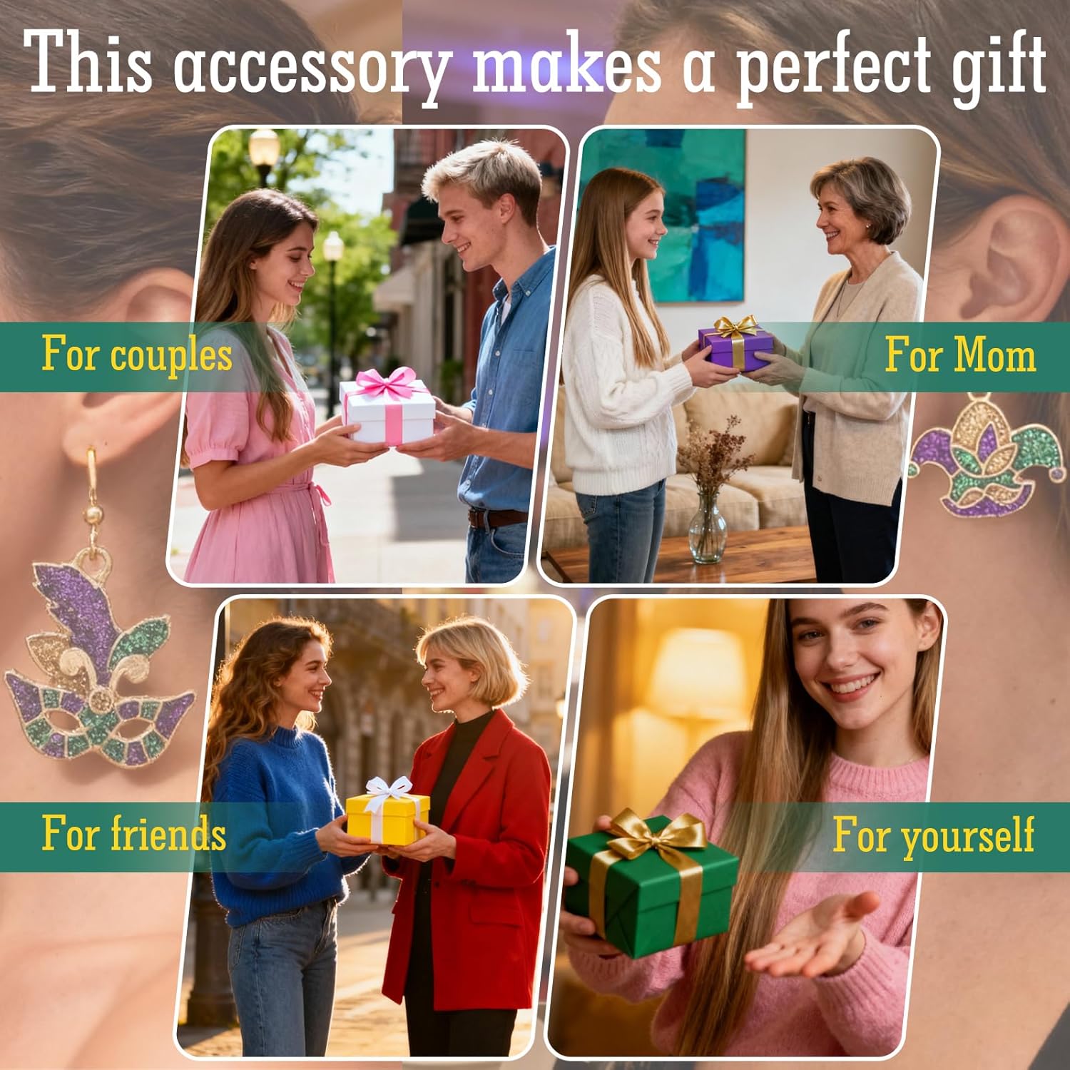 20PCS Mardi Gras Charms for Jewelry Making, Premium Enamel Gold-Plated Pendants, DIY Bracelet Necklace Earring Accessories, Carnival Party Decorations and Craft Supplies - Image 5