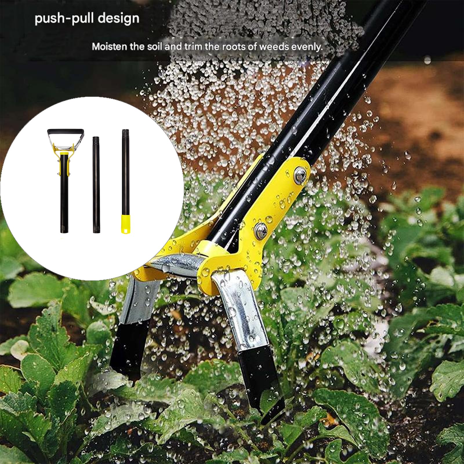 Zappa in acciaio inox con manico ergonomico per una rimozione efficiente dell'erba da giardino e l'allentamento del suolo