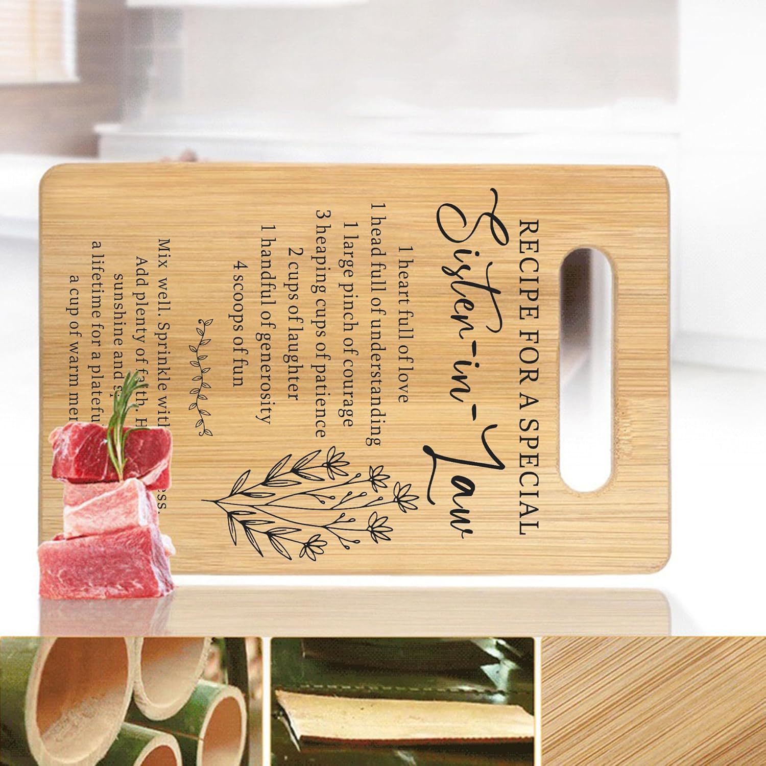 Sister in Law Cutting Board Gifts for Mother's Day, Wedding, Birthday, Christmas, Recipe for a Special Sister-in-Law Gifts from Sister - Image 7