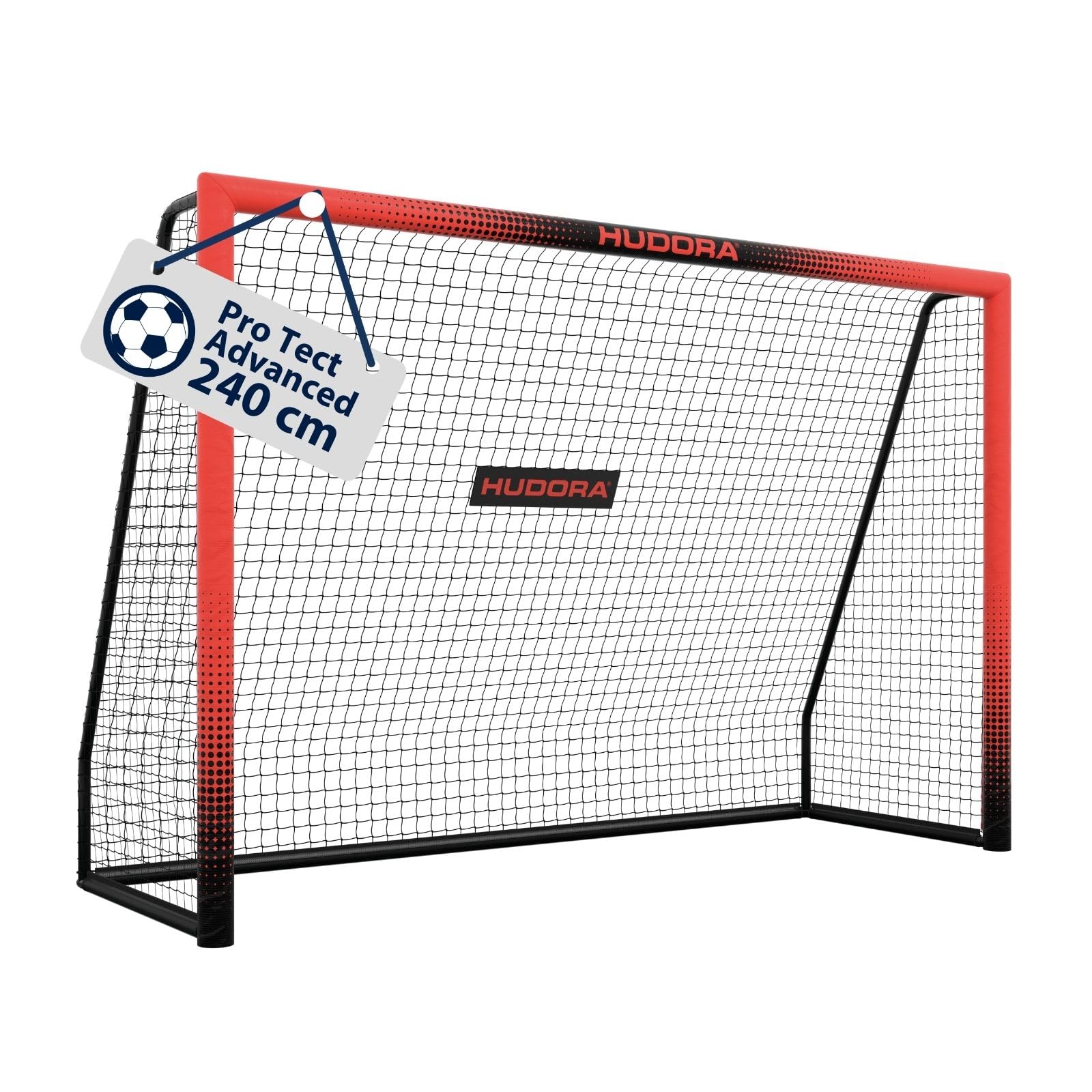 HUDORA Soccer Goal Pro Tect Advanced – Outdoor soccer goal with net and weatherproof coating for children/adults – Easy to assemble in the garden goal wall with zips and Velcro