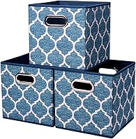 Vista 20 de Cubos de Almacenamiento de Tela Ballena 10.5 x 10.5 x 11 pulgadas Plegables Azul Marino Cubos de Almacenamiento de Tela Plegables Cajas Cubos