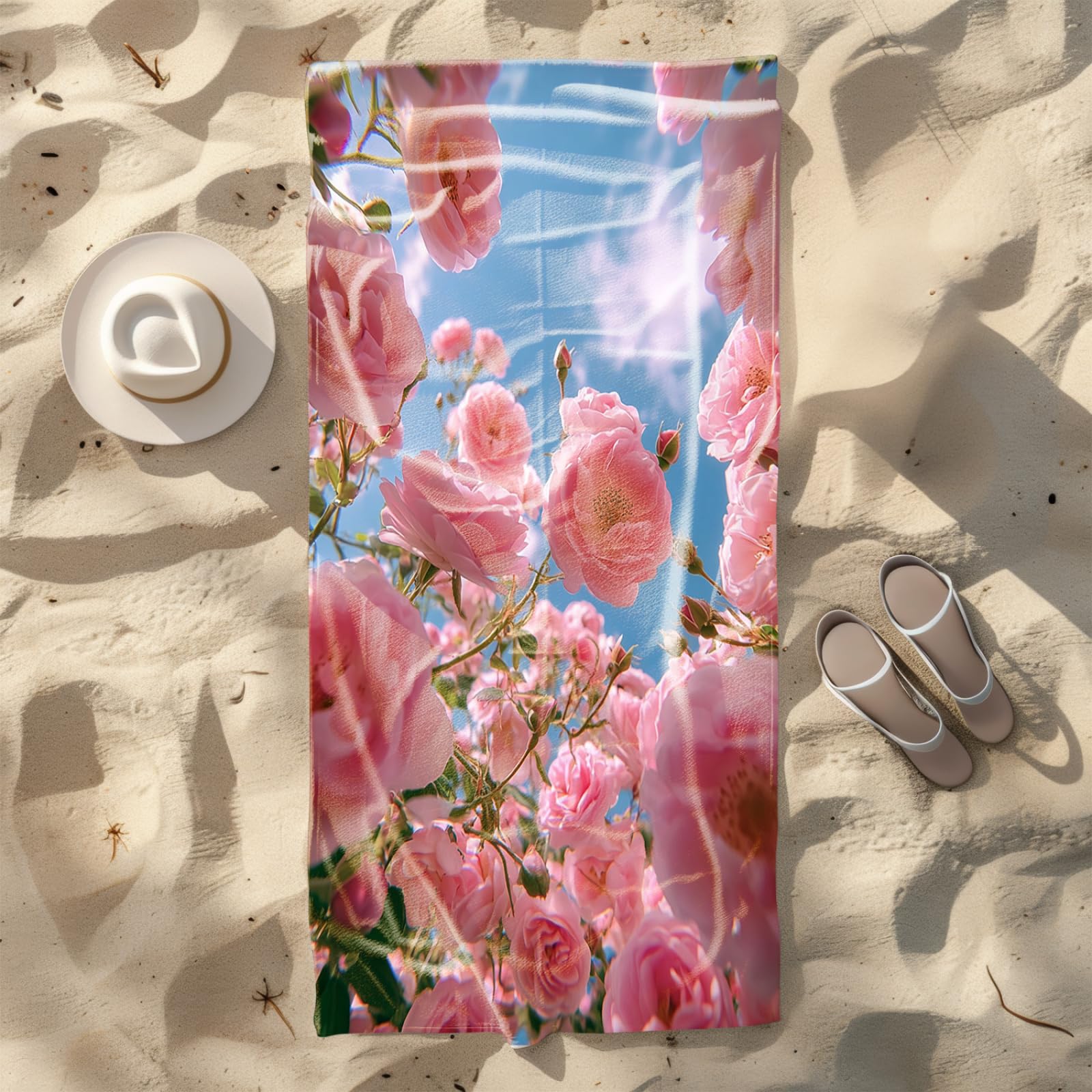 Genérico Toalla Playa 90X180 Flor Rosa