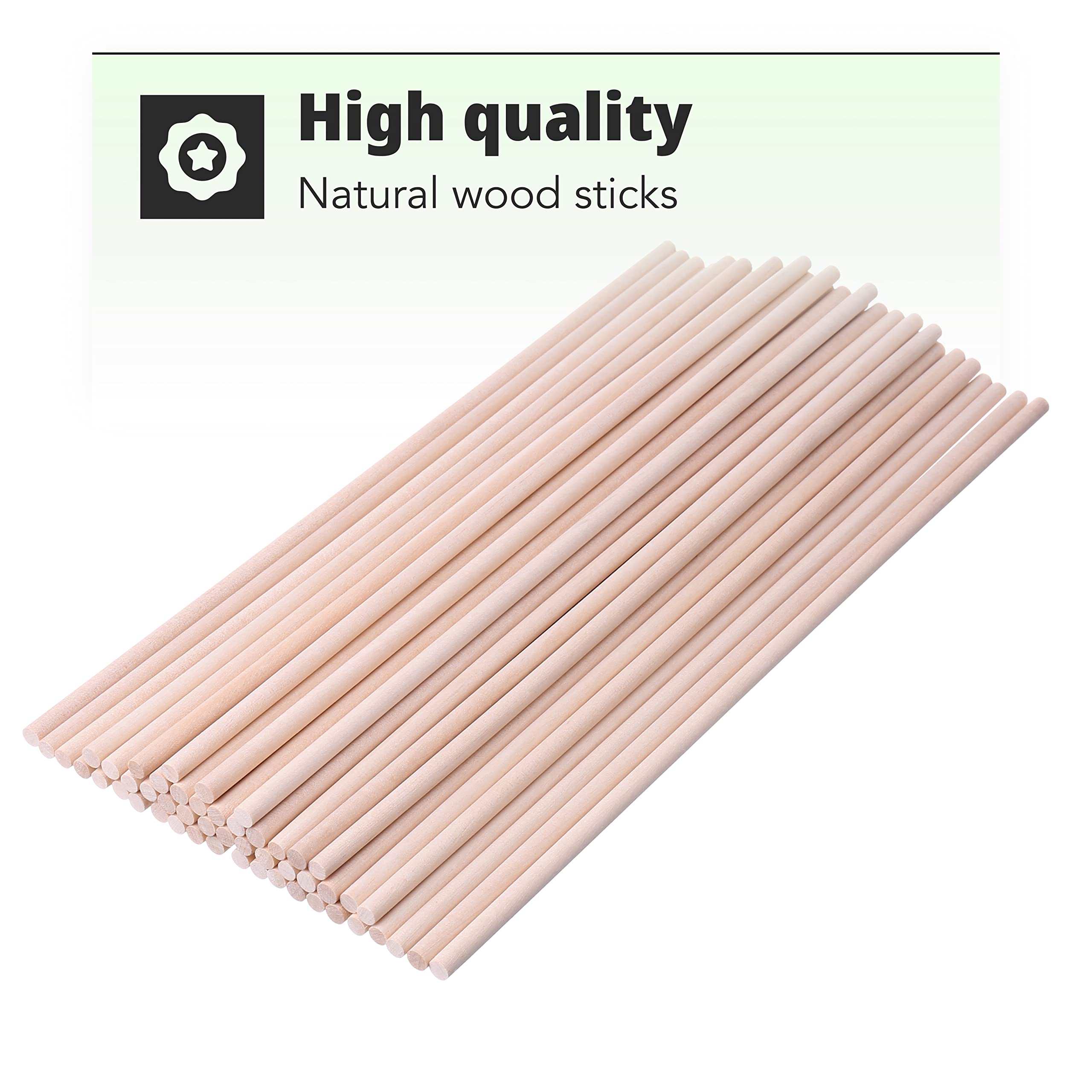 H&S 100 Wooden Sticks Wood Dowel Rods 30cm X 6mm Craft Stick Unfinished Natural Wood Dowling Rods Craft - Wooden Cake Dowels - Dowling Sticks - Wooden Rods For Crafts - Wooden - View #8