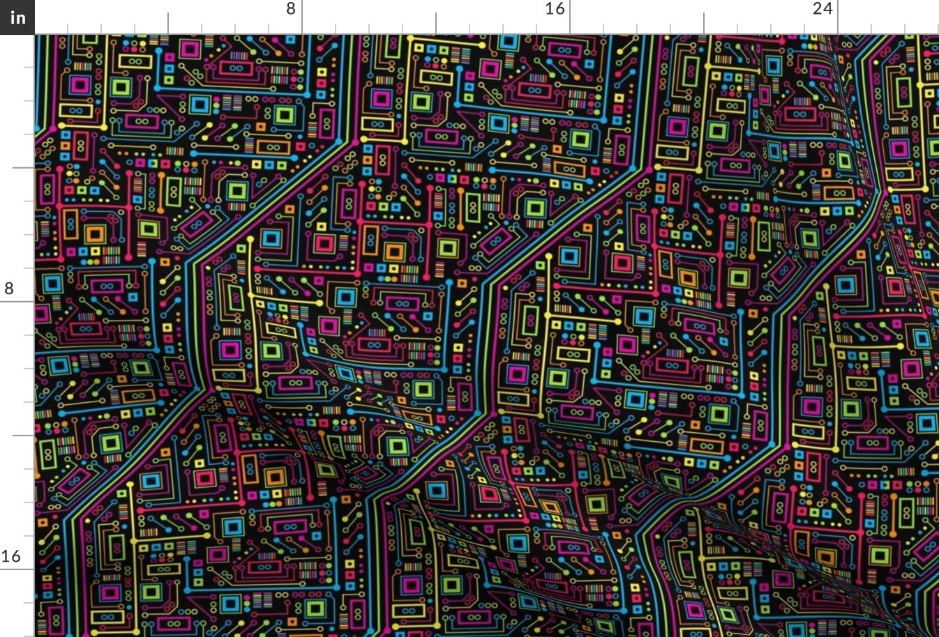 Spoonflower Fabric - Rainbow Nerd Geek Technology Circuit Robot Computer Printed on Minky Fabric by The Yard - Sewing Baby Blankets Quilt Backing Plush