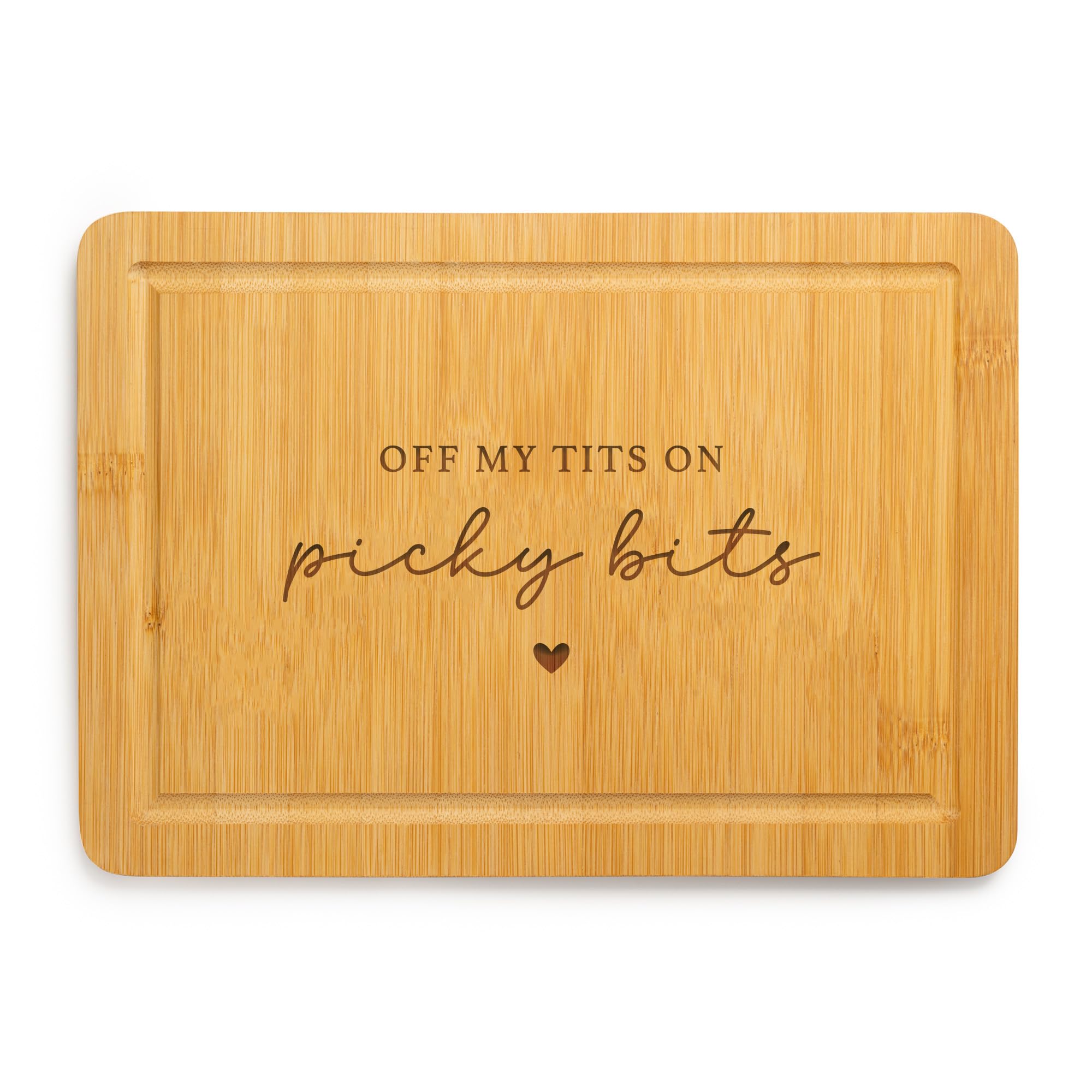 Funny Picky Bits Wooden Snack Board, Engraved Chopping Board for Cheese & Charcuterie, Humorous Kitchen Gift for Food Lovers (Central Design)