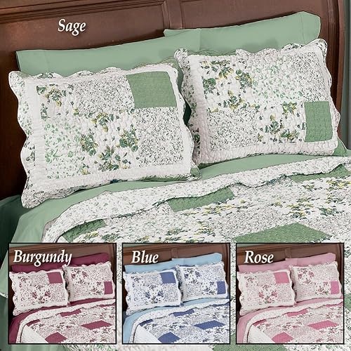 Miniatura 3 de Collections Etc Hadley - Funda de almohada acolchada con diseño floral, color borgoña, funda