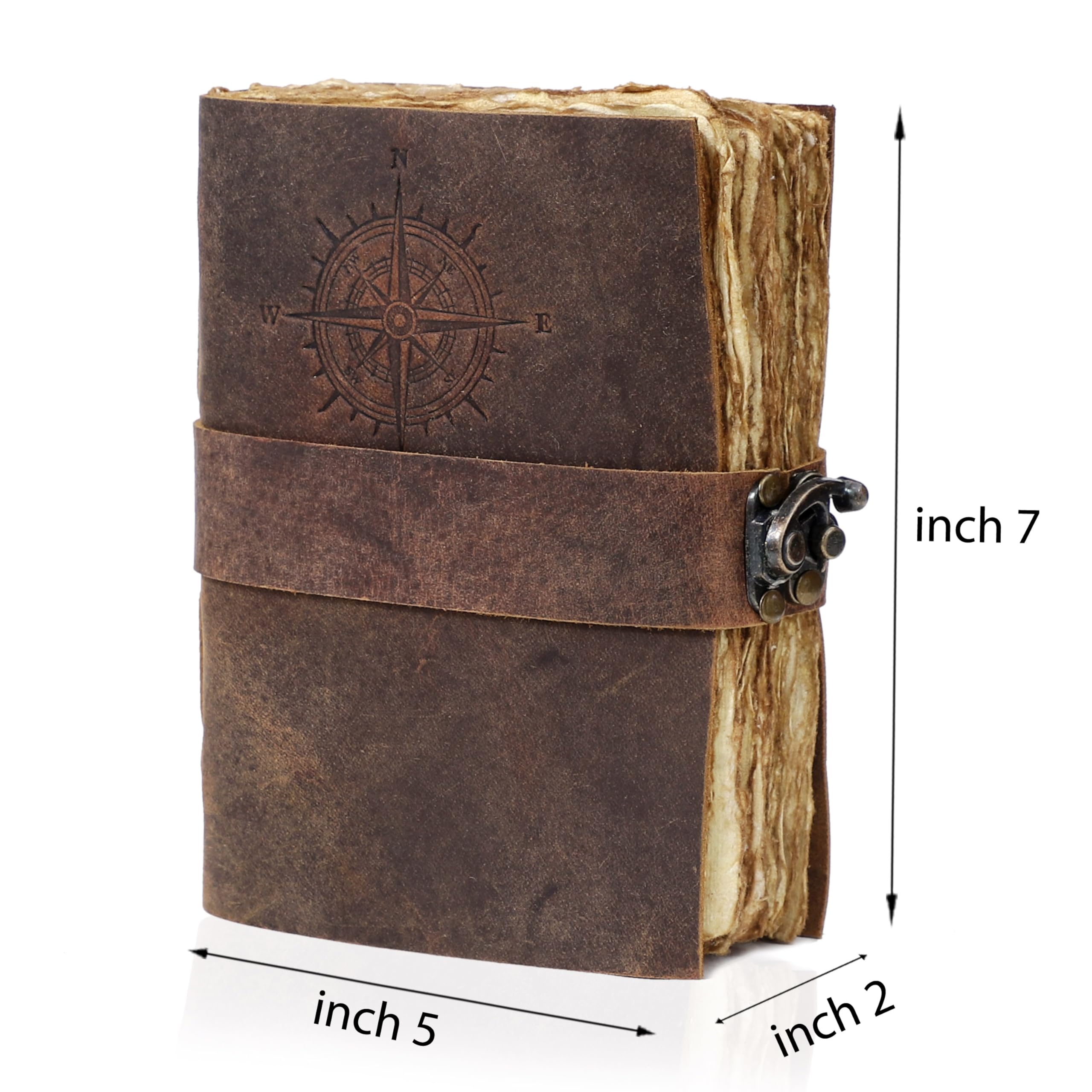 Diario de cuero con brújula, cuaderno de viajero para escribir, bocetos, diario vintage encuadernado en cuero para mujeres y hombres, libro de sombras