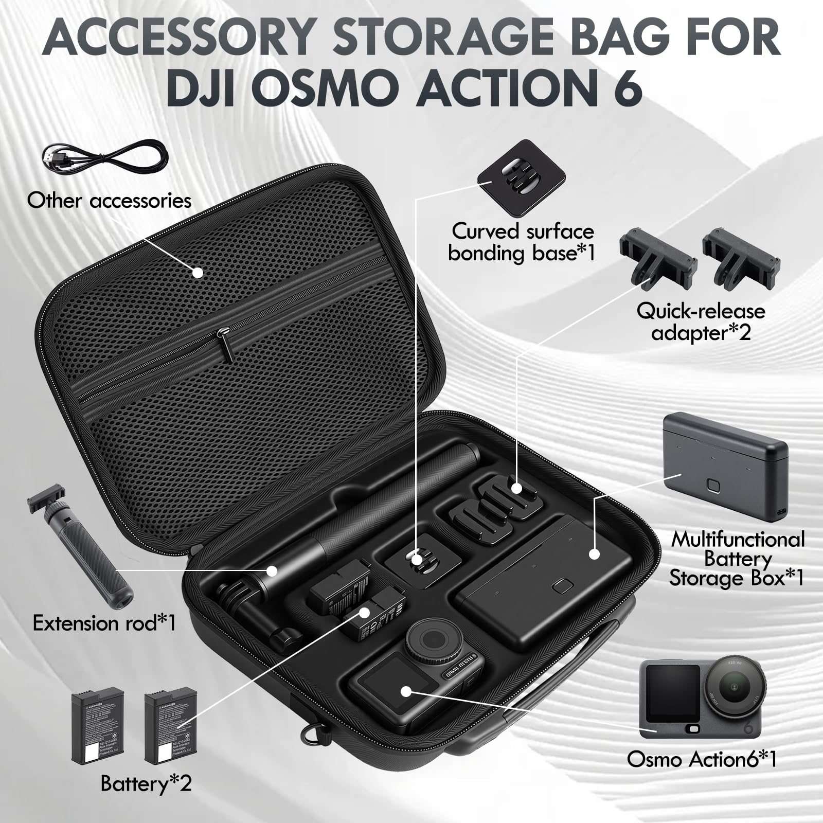 Bolsa de transporte para DJI Osmo Action 6 accesorios con correa de hombro Osmo Action 6 piel sintética bolsa de transporte para DJI Osmo Action6/5 Pro/4/3 combo estándar cámara de acción de vlogging