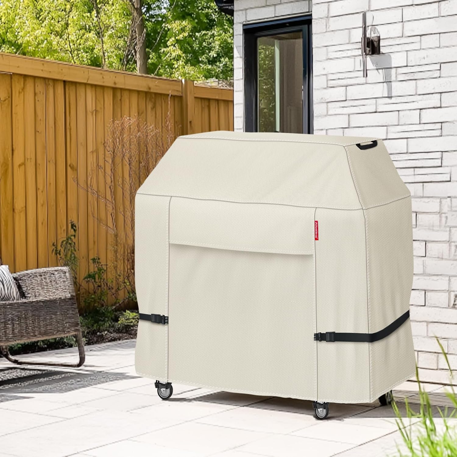 Porch Shield 54W x 24D x 46H inch Premium Gas Grill Cover Up to 52 inch, Waterproof and Fade Resistant 600D BBQ Covers for Weber, Brinkmann, Char-Broil and More, Light Tan