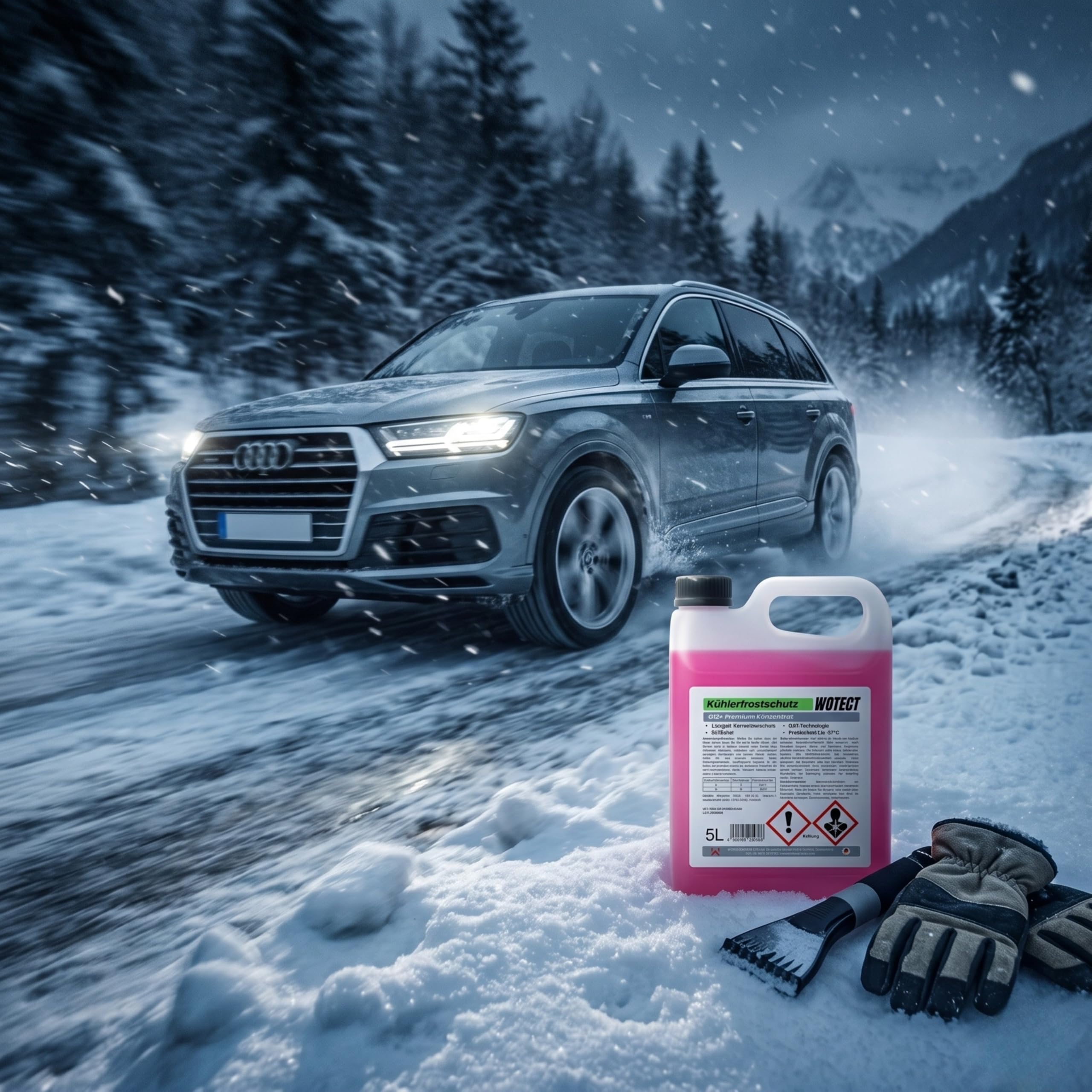 WOTECT 10L Kühlerfrostschutz G12+ Konzentrat – Silikatfrei, Lila – Frostschutz bis -37°C – Kühlmittel für PKW, LKW & Aluminiumkühler (2x5L)