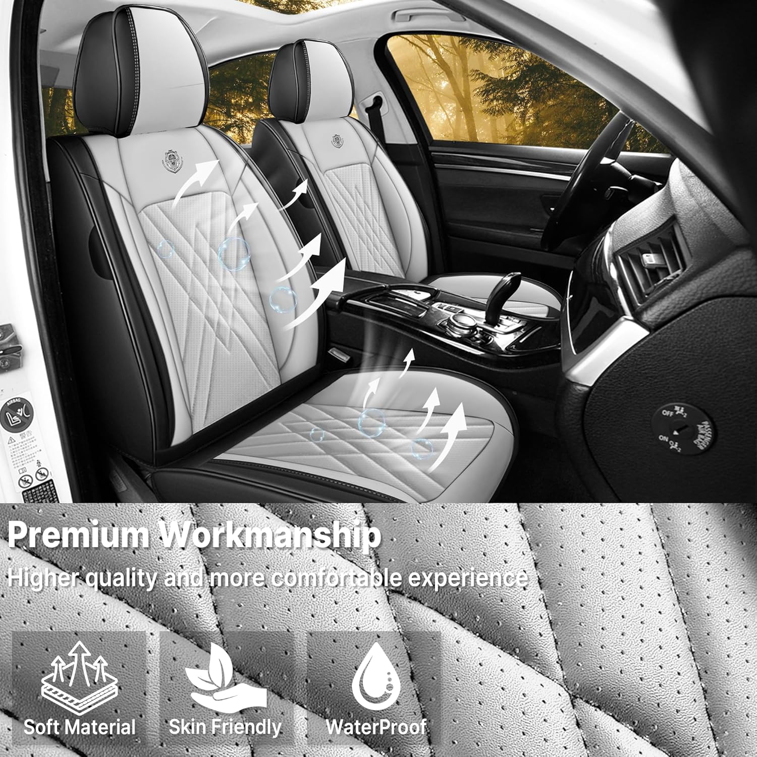 Seat Covers for Buick Envista 2024-2025, Premium Leather Car Seat Protector, Waterproof, Airbag-Compatible & Durable Auto Interior Protection(5 Seats, Black&White, Standard)