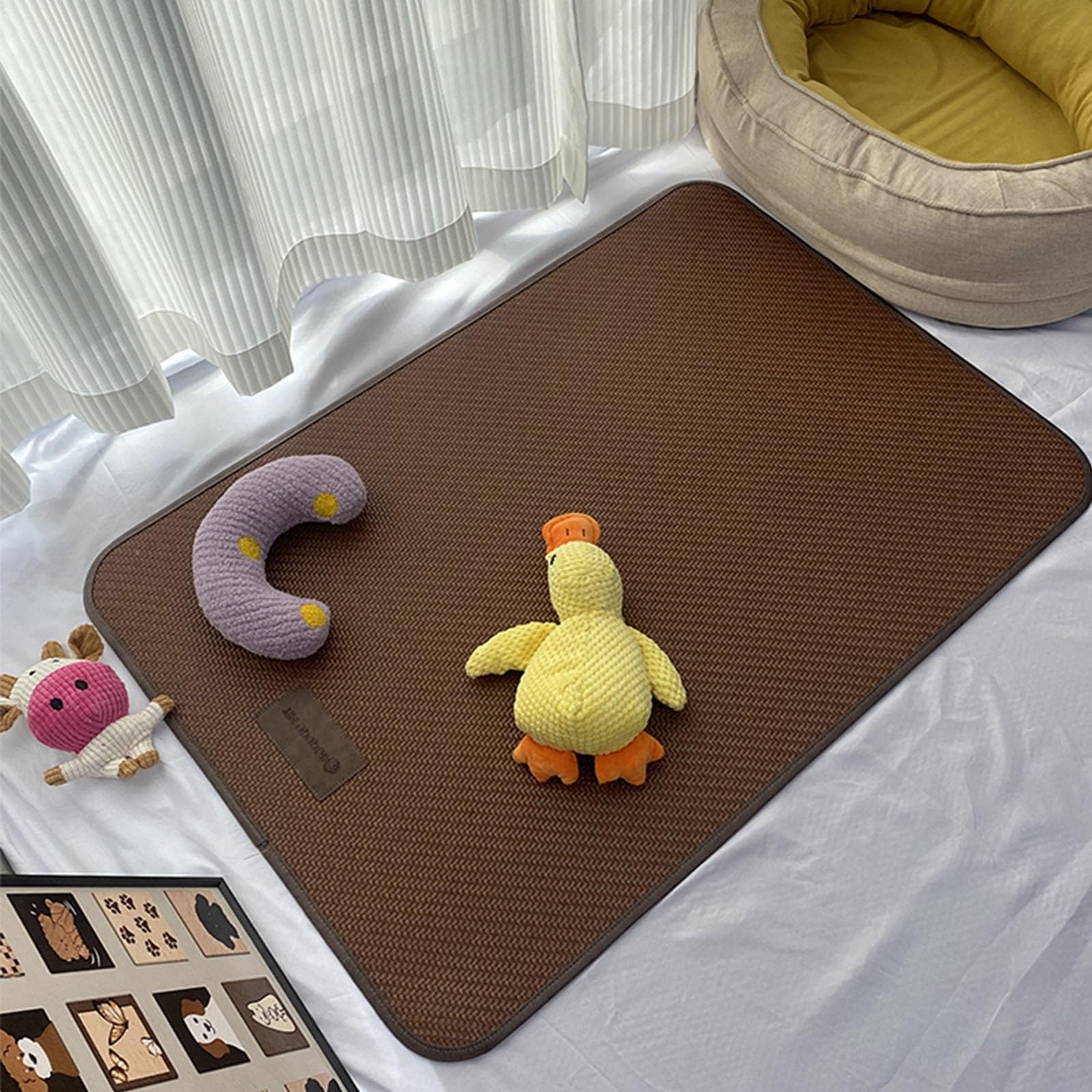 Alfombrilla Refrescante for Mascotas, Manta Refrescante Perro, Colchoneta Perro, Antimordeduras(Brown,60x50cm)