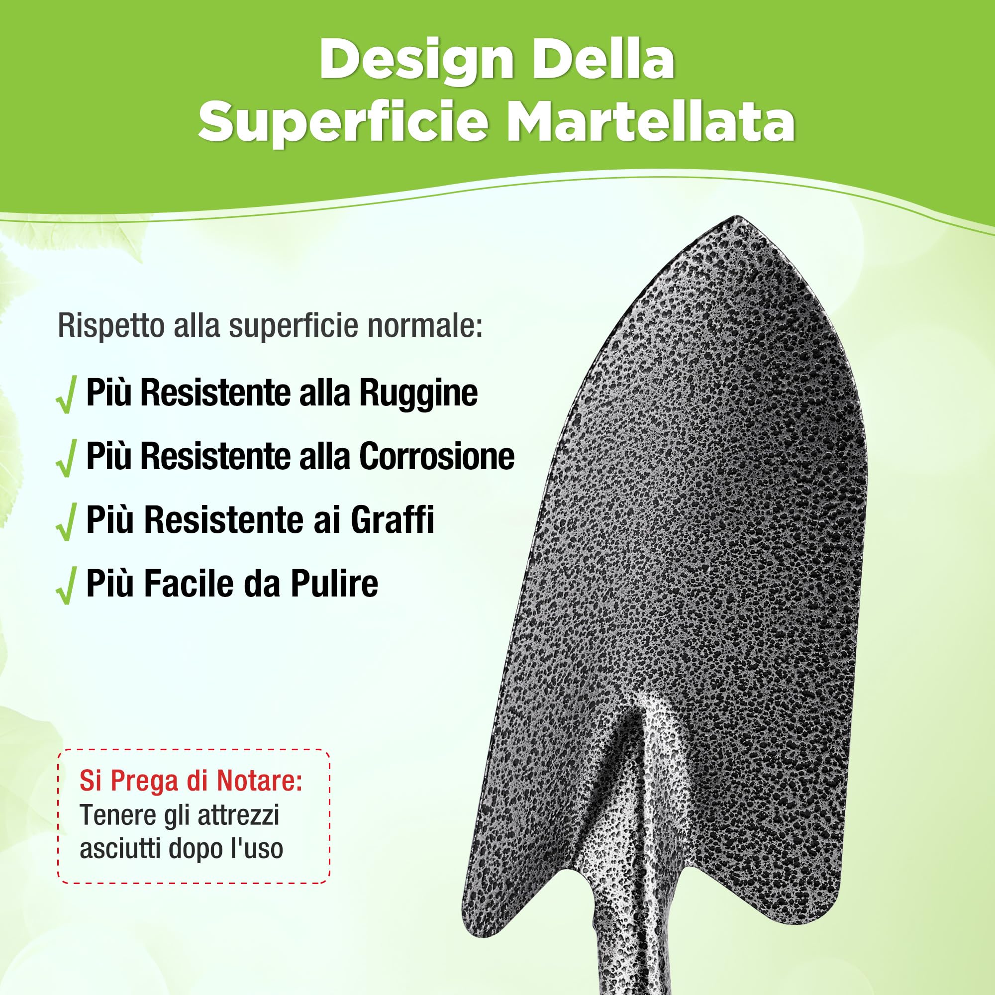 WORKPRO Set di 6 attrezzi da giardino con zappa a doppia estremità, artiglio a tre punte, rastrello a cinque denti, rastrello per foglie a nove denti, pala per terreno e gancio per erba, perfetto per