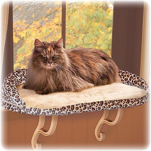 K&H Pet Products Bolster Kitty Sill - Cama perca para gatos grandes, hamaca ortopédica para ventana con capacidad para 40 libras, funda lavable,