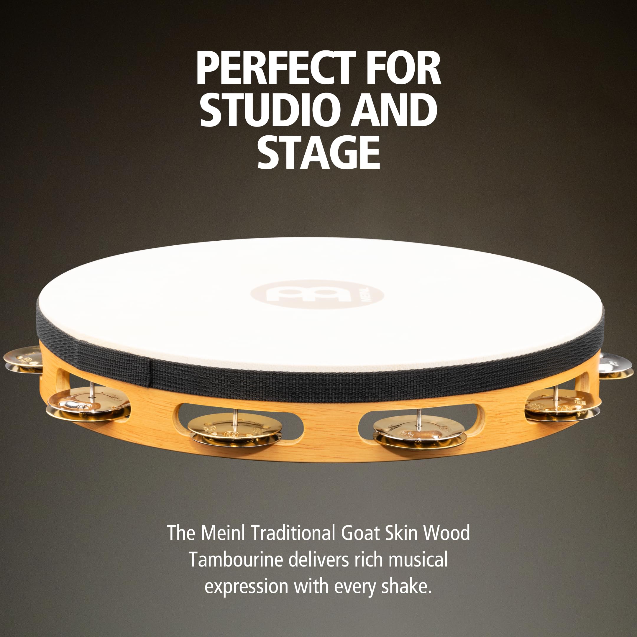 Meinl Percussion TAH1M-SNT - Pandereta de madera, piel de cabra, Dual-Alloy